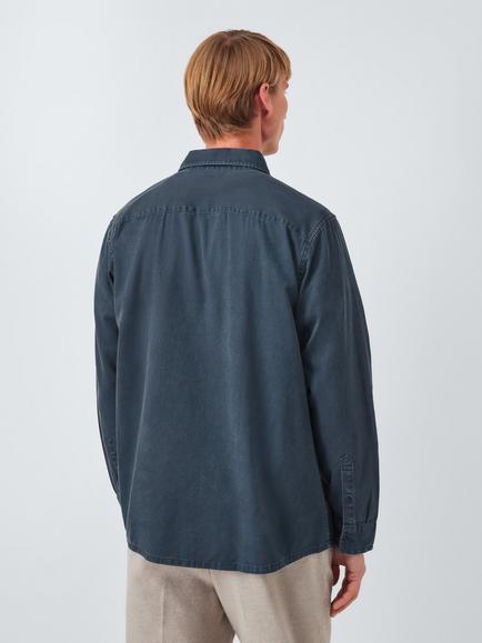 John Lewis Regular Fit Washed Cotton Shirt - view 2, Blue Mirage