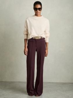 Reiss Claude Flared Trousers, Burgundy, Burgundy
