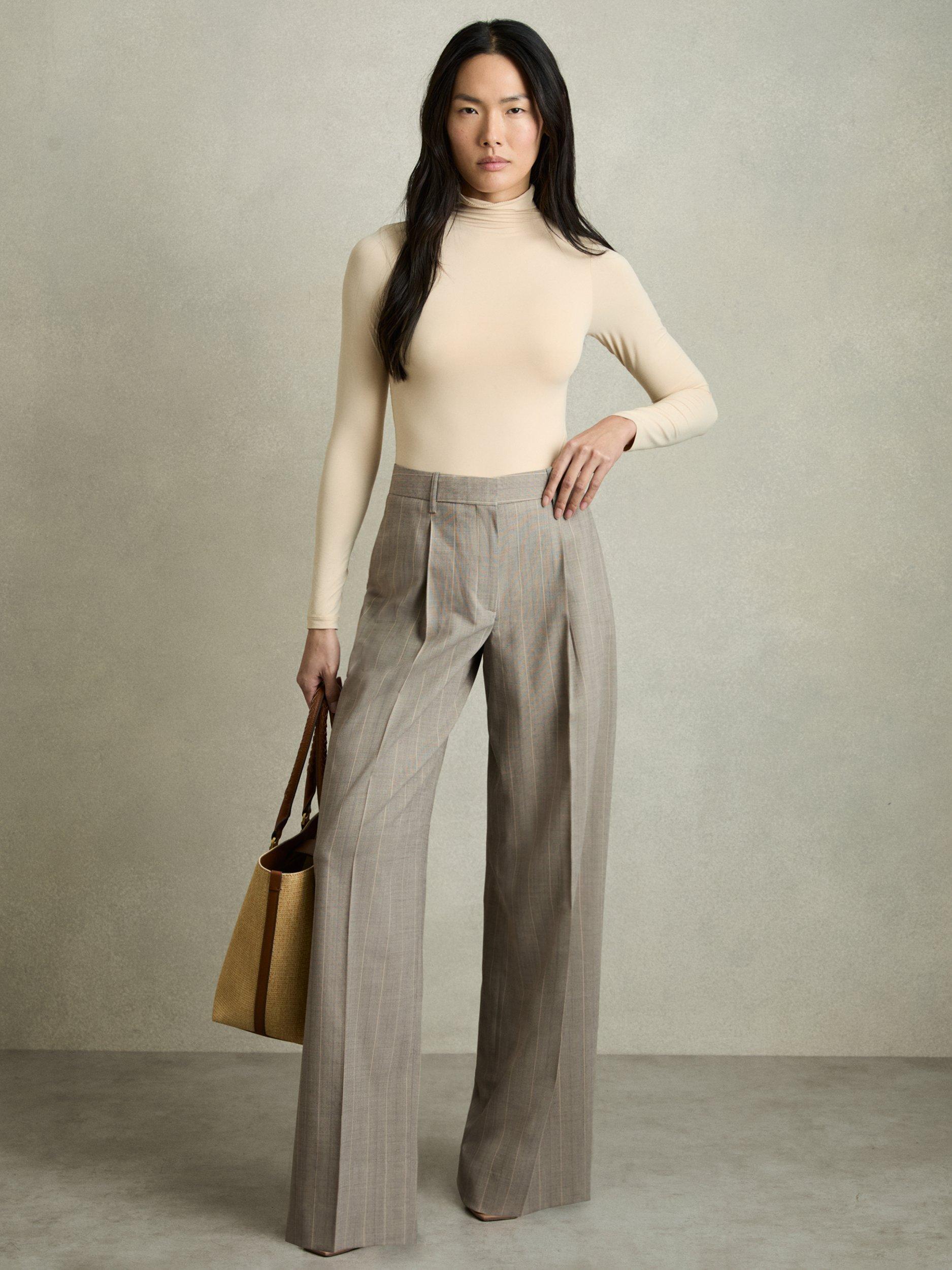 Reiss Petite Tallulah Pinstripe Trousers, Grey