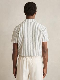 Reiss Tower Stripe Short Sleeve Shirt, White/Soft Blue - view 2, White/Soft Blue