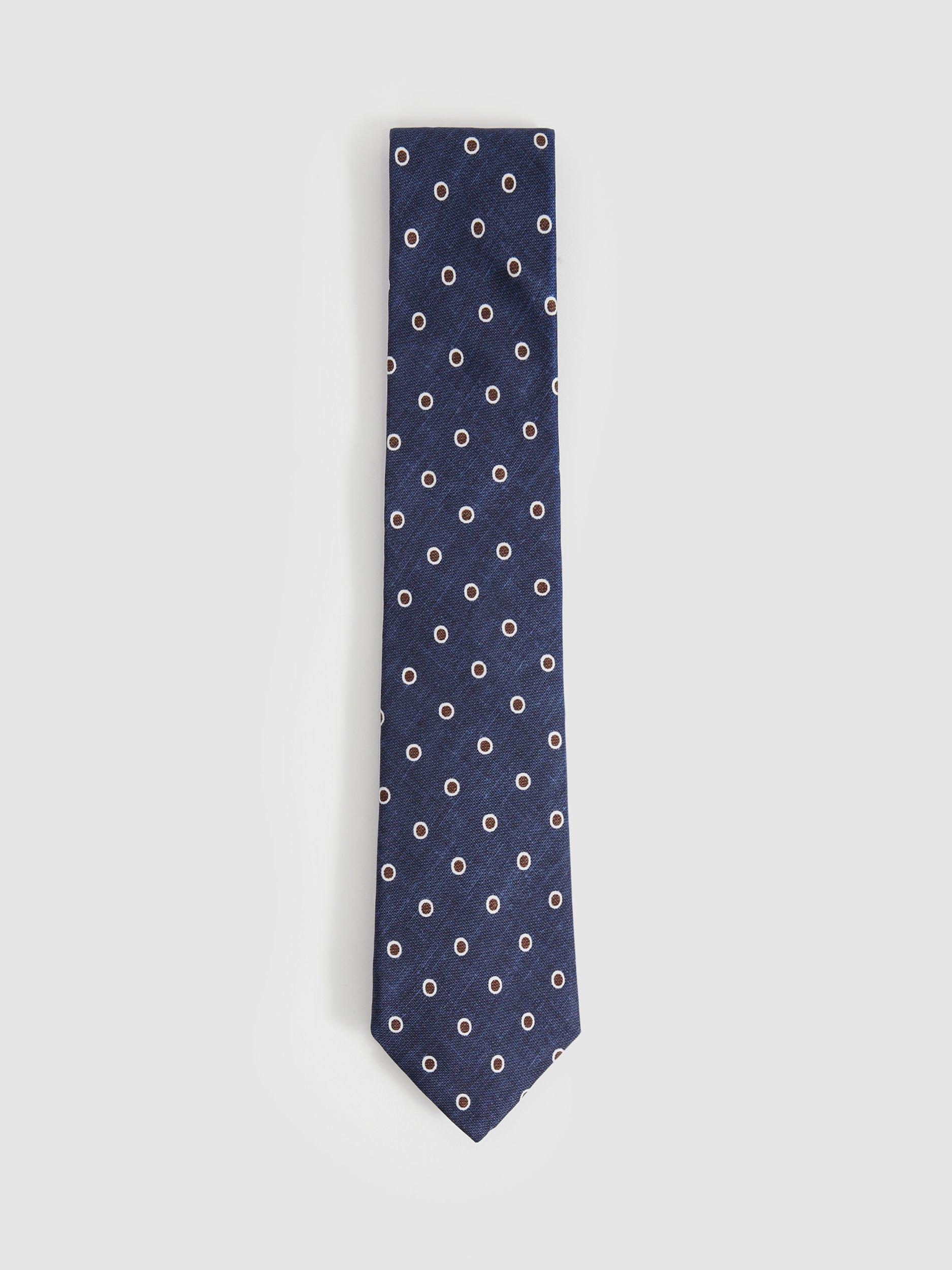 Reiss Graziano Silk Geometric Tie, Navy
