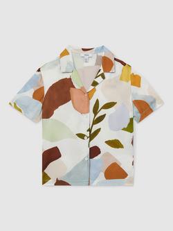 Reiss Kids' Tommi Abstract Short Sleeve Shirt, Multi, Multi