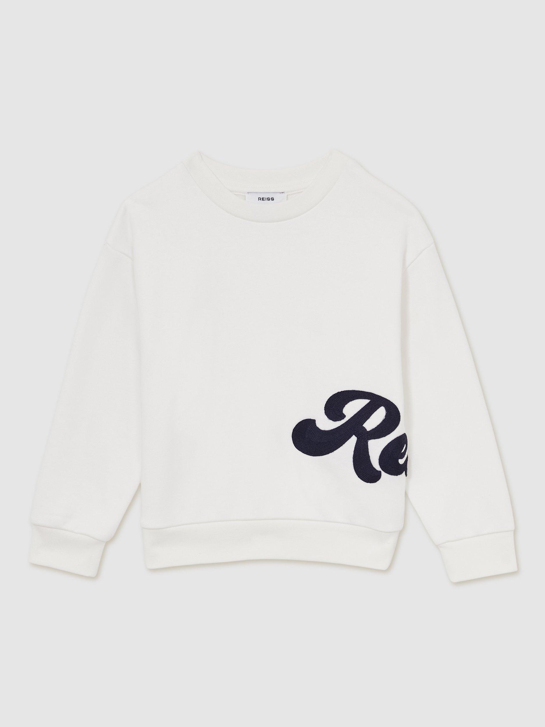 Product image 1 of 4, which shows Reiss Kids' Grover Logo Sweatshirt, White, 8-9 years