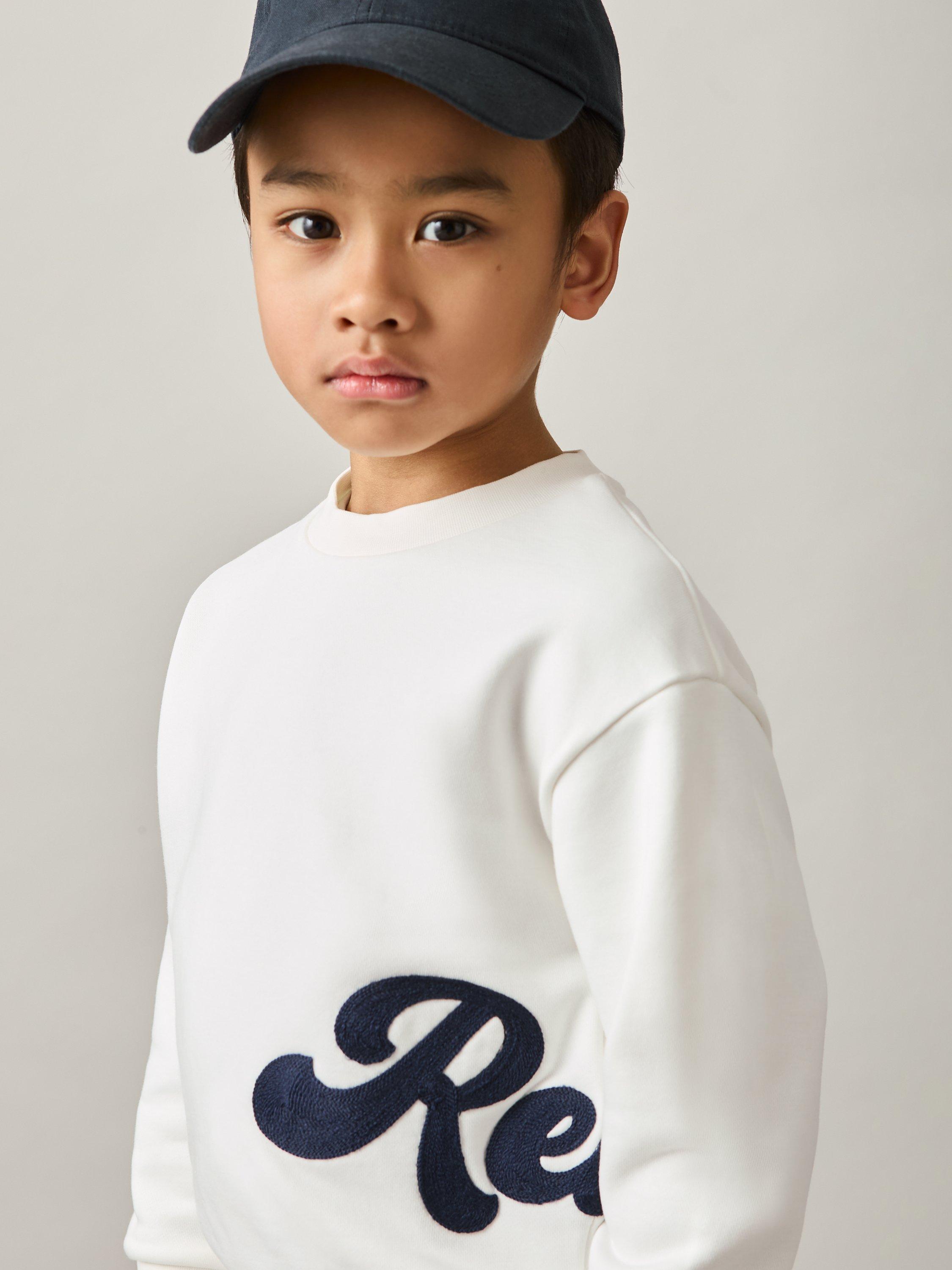Product image 3 of 4, which shows Reiss Kids' Grover Logo Sweatshirt, White, 8-9 years