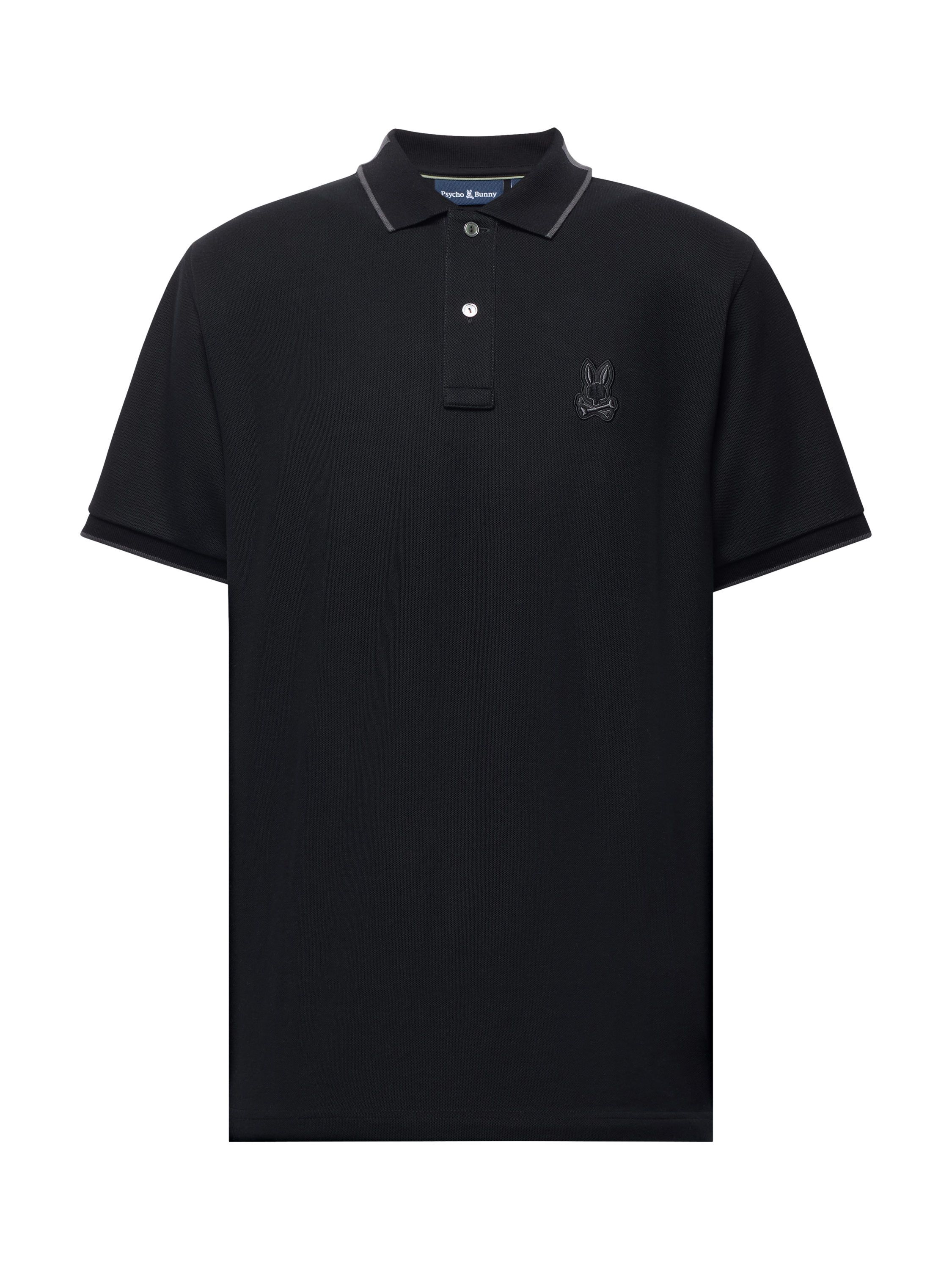 Product image 2 of 8, which shows Psycho Bunny New Castle Cotton Regular Fit Short Sleeve Polo Shirt, Black, M