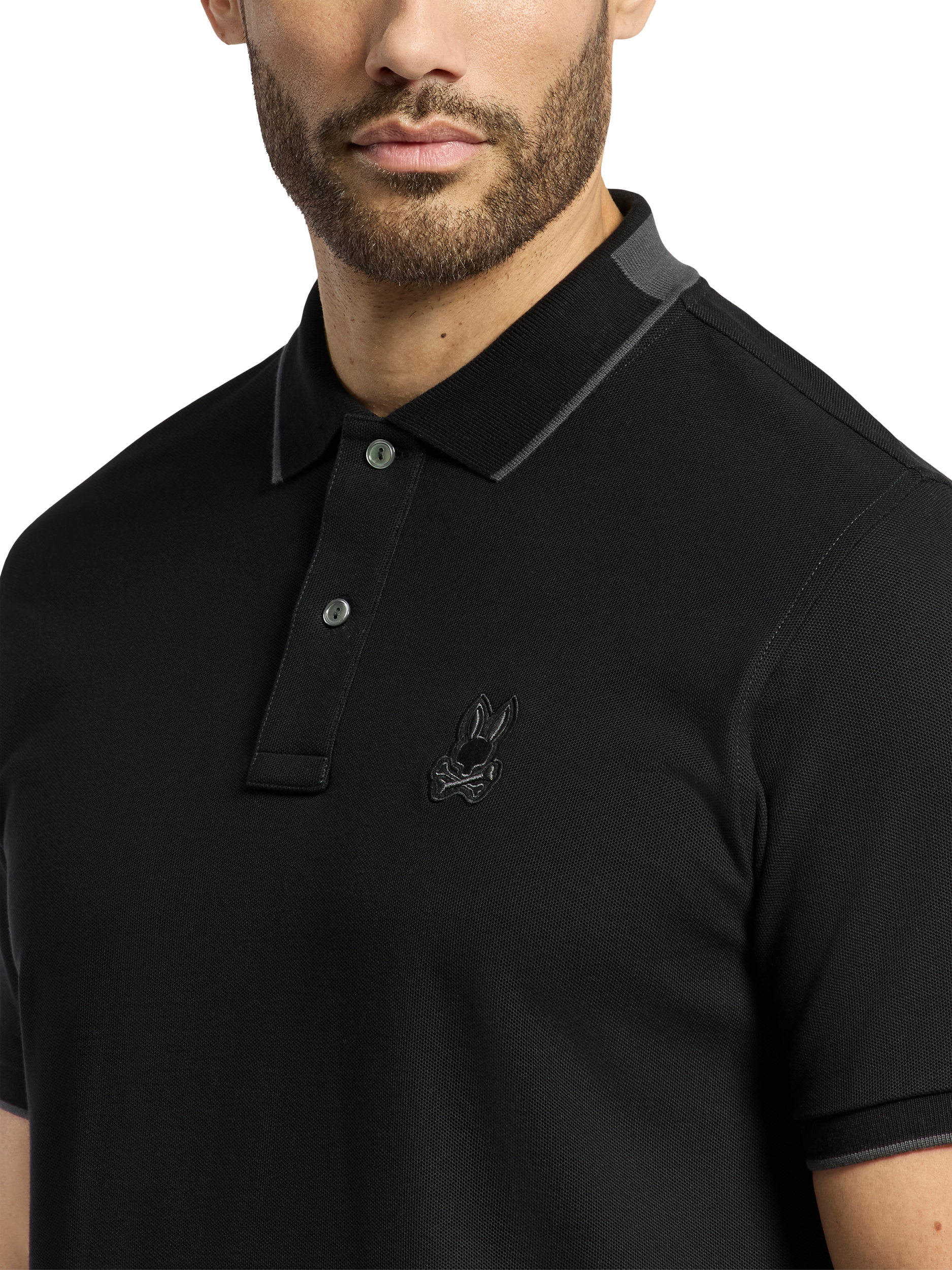 Product image 5 of 8, which shows Psycho Bunny New Castle Cotton Regular Fit Short Sleeve Polo Shirt, Black, M