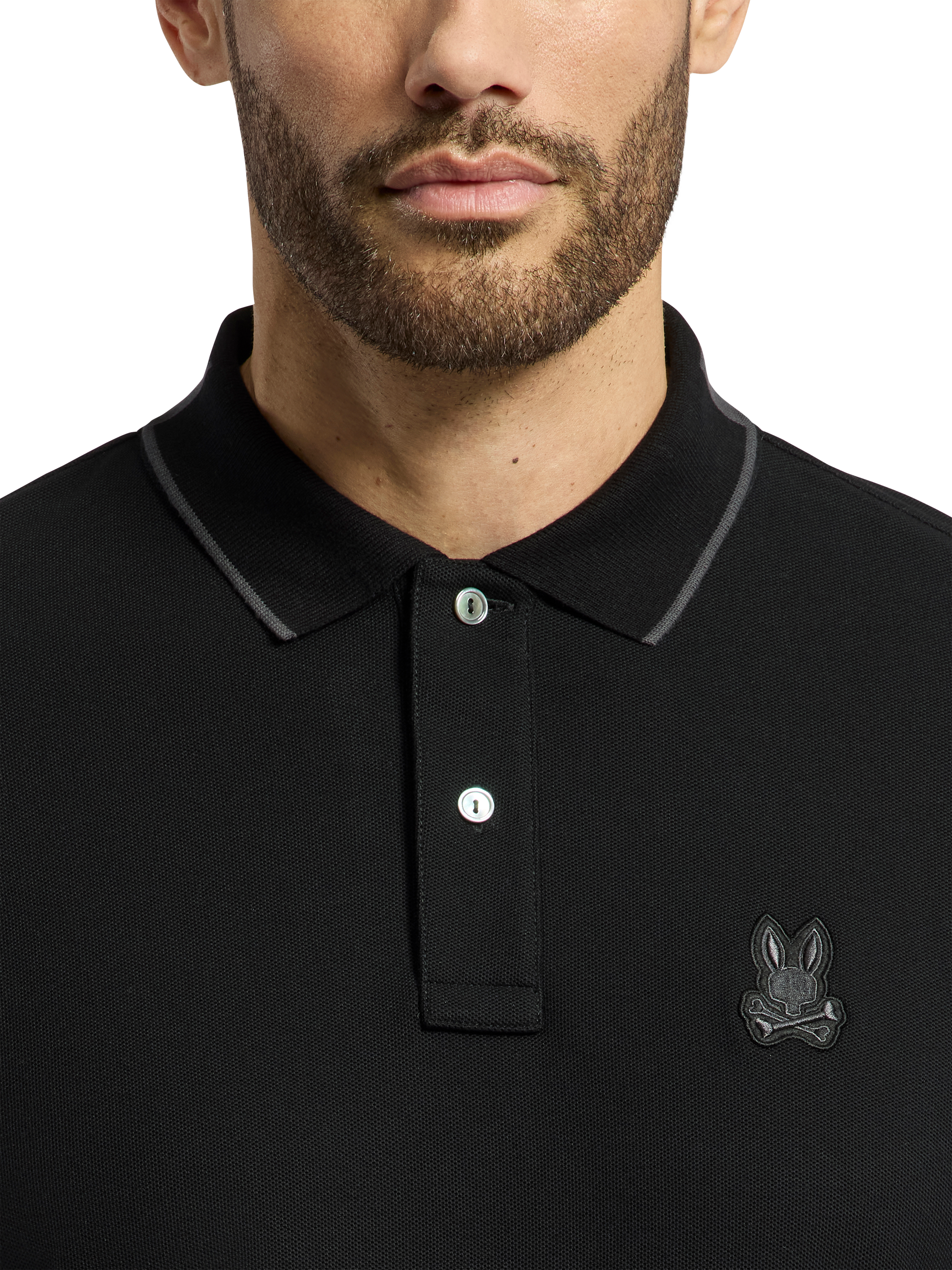 Product image 6 of 8, which shows Psycho Bunny New Castle Cotton Regular Fit Short Sleeve Polo Shirt, Black, M