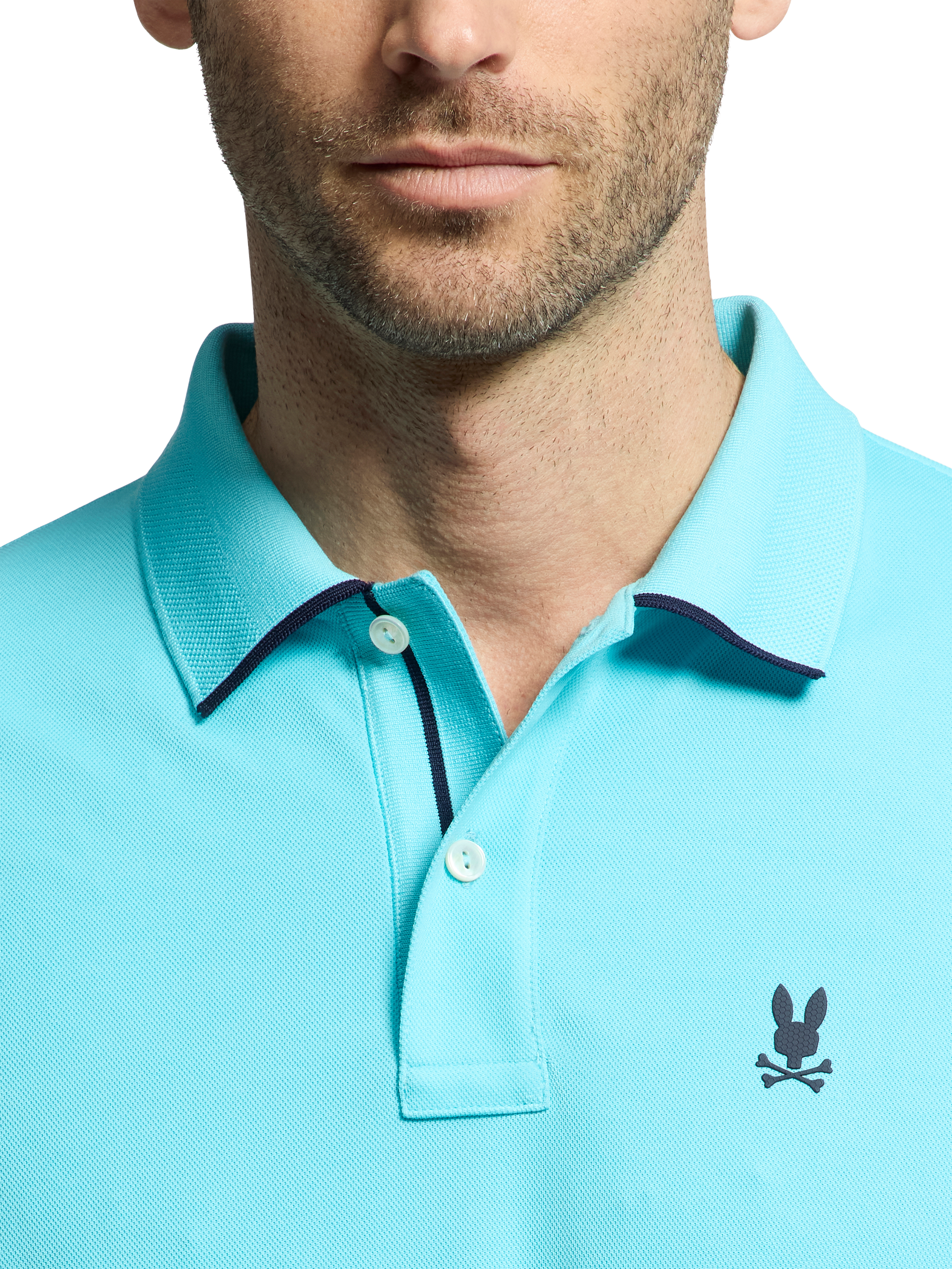 Product image 5 of 6, which shows Psycho Bunny Elliston Cotton Regular Fit Short Sleeve Pique Polo Shirt, Bbt Bachelor Button, M