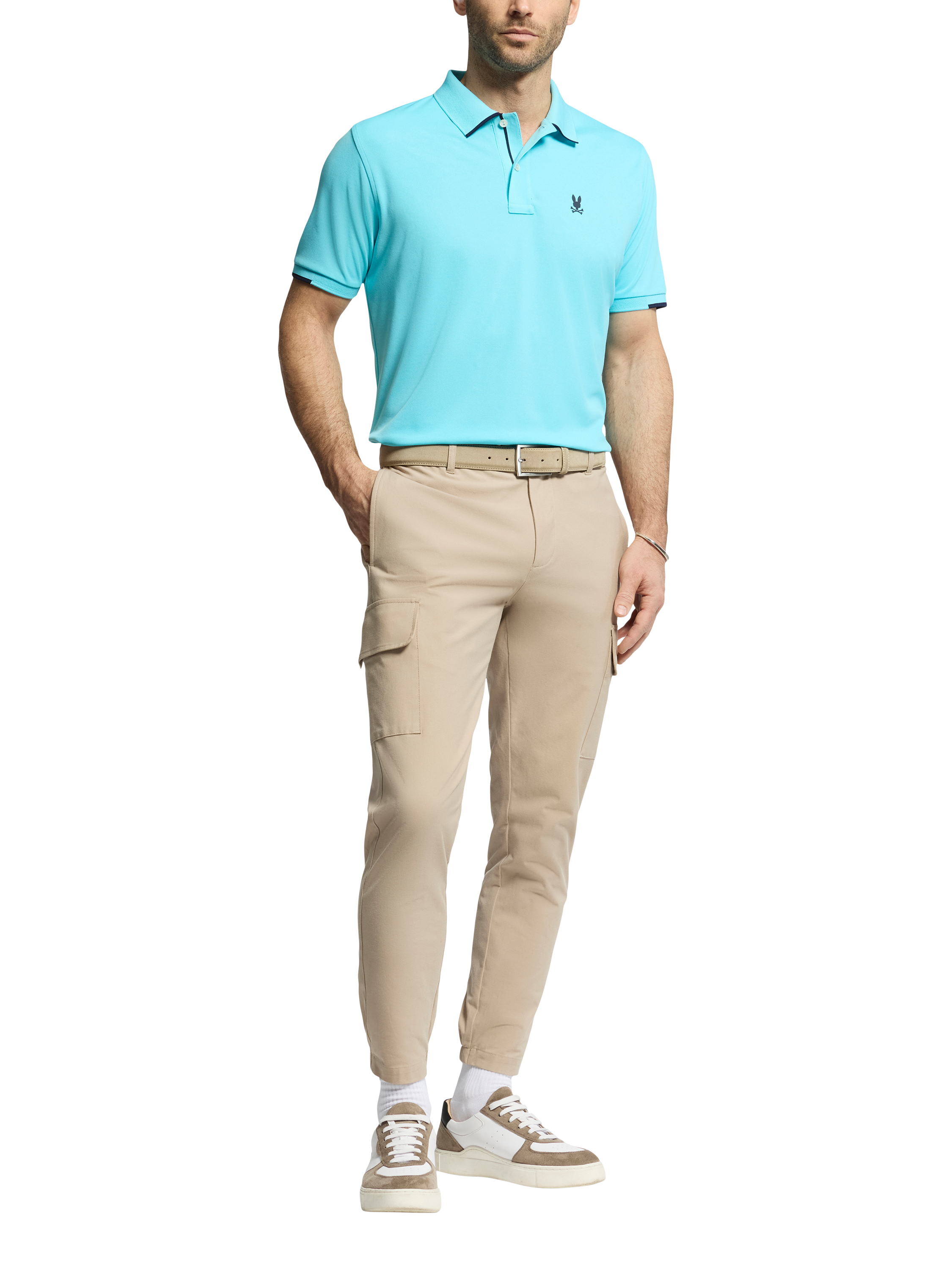 Product image 6 of 6, which shows Psycho Bunny Elliston Cotton Regular Fit Short Sleeve Pique Polo Shirt, Bbt Bachelor Button, M