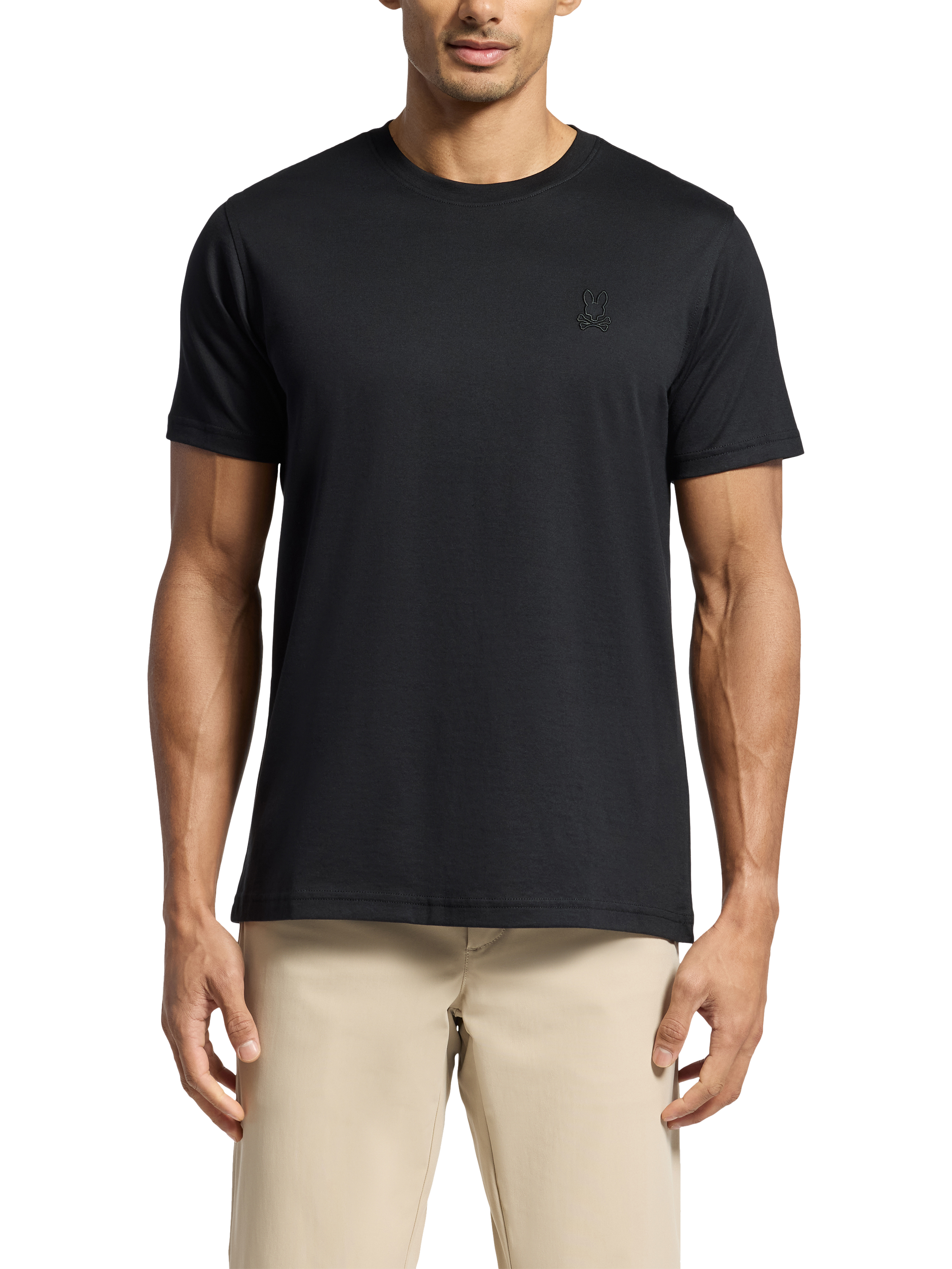 Product image 1 of 6, which shows Psycho Bunny Cotton Regular Fit Short Sleeve Embroidered T-Shirt, Blk - Black, M
