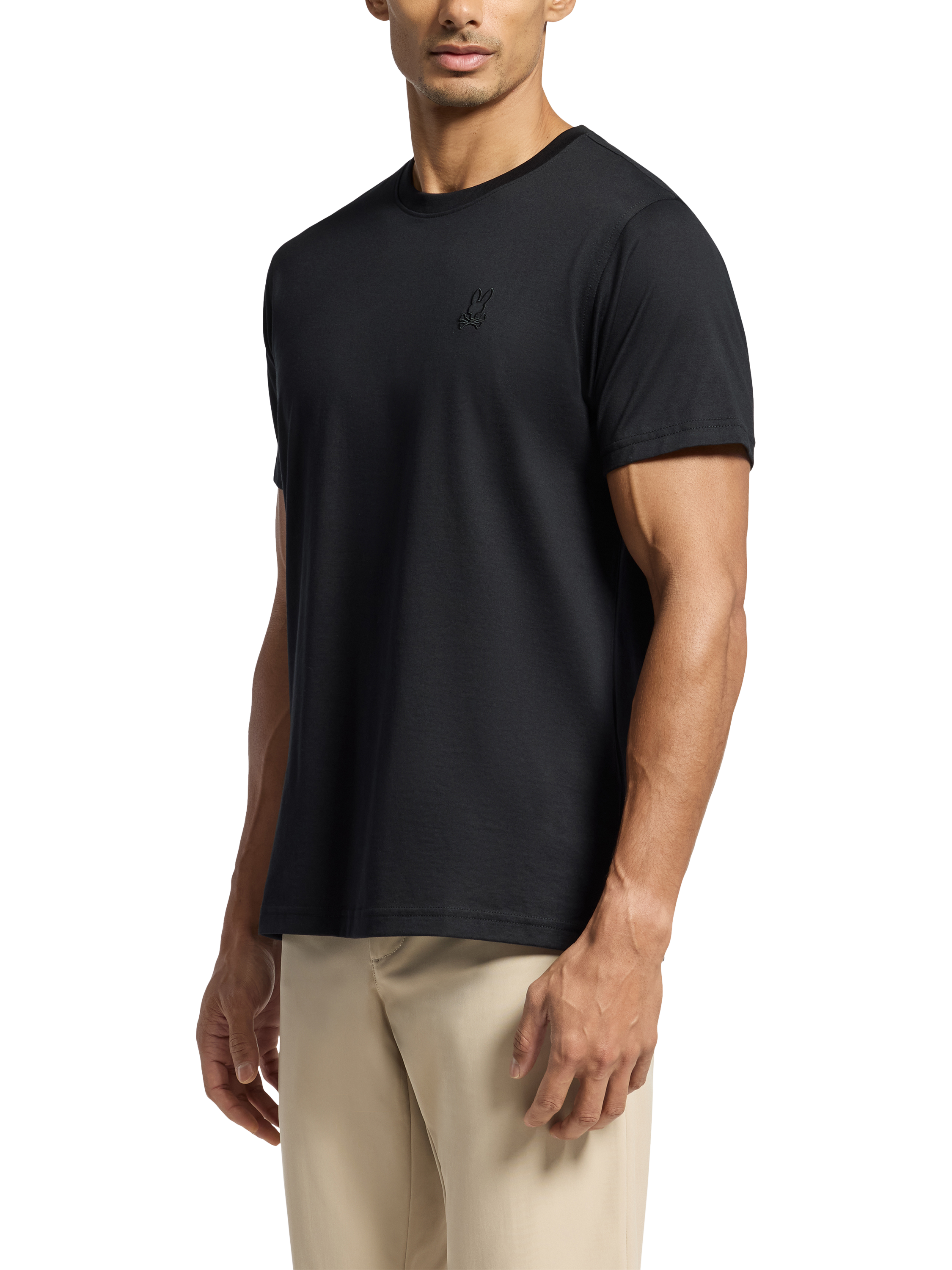 Product image 3 of 6, which shows Psycho Bunny Cotton Regular Fit Short Sleeve Embroidered T-Shirt, Blk - Black, M