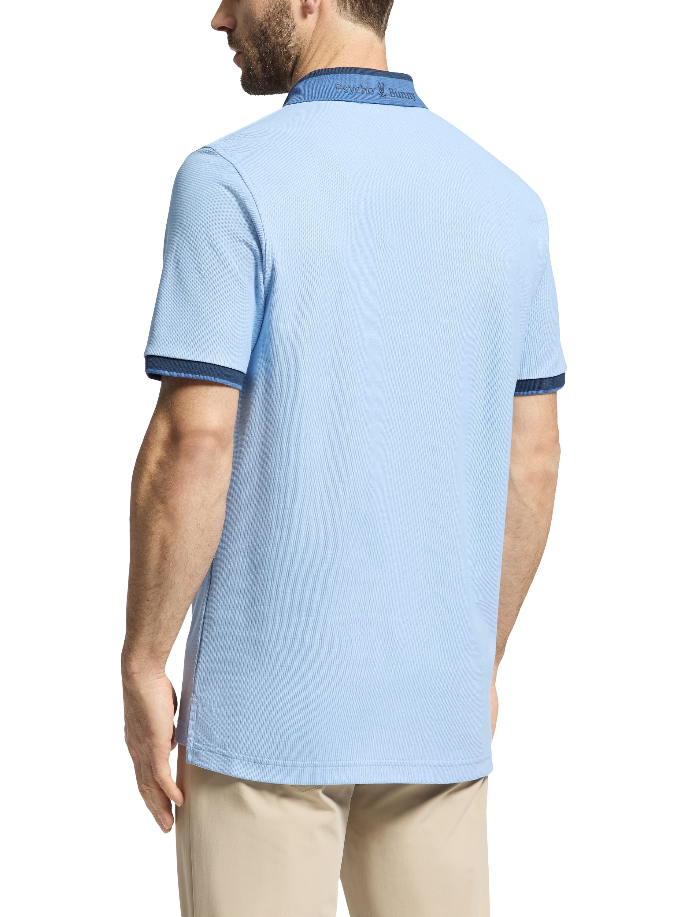 Product image 4 of 8, which shows Psycho Bunny New Castle Cotton Regular Fit Short Sleeve Polo Shirt, Serenity, M