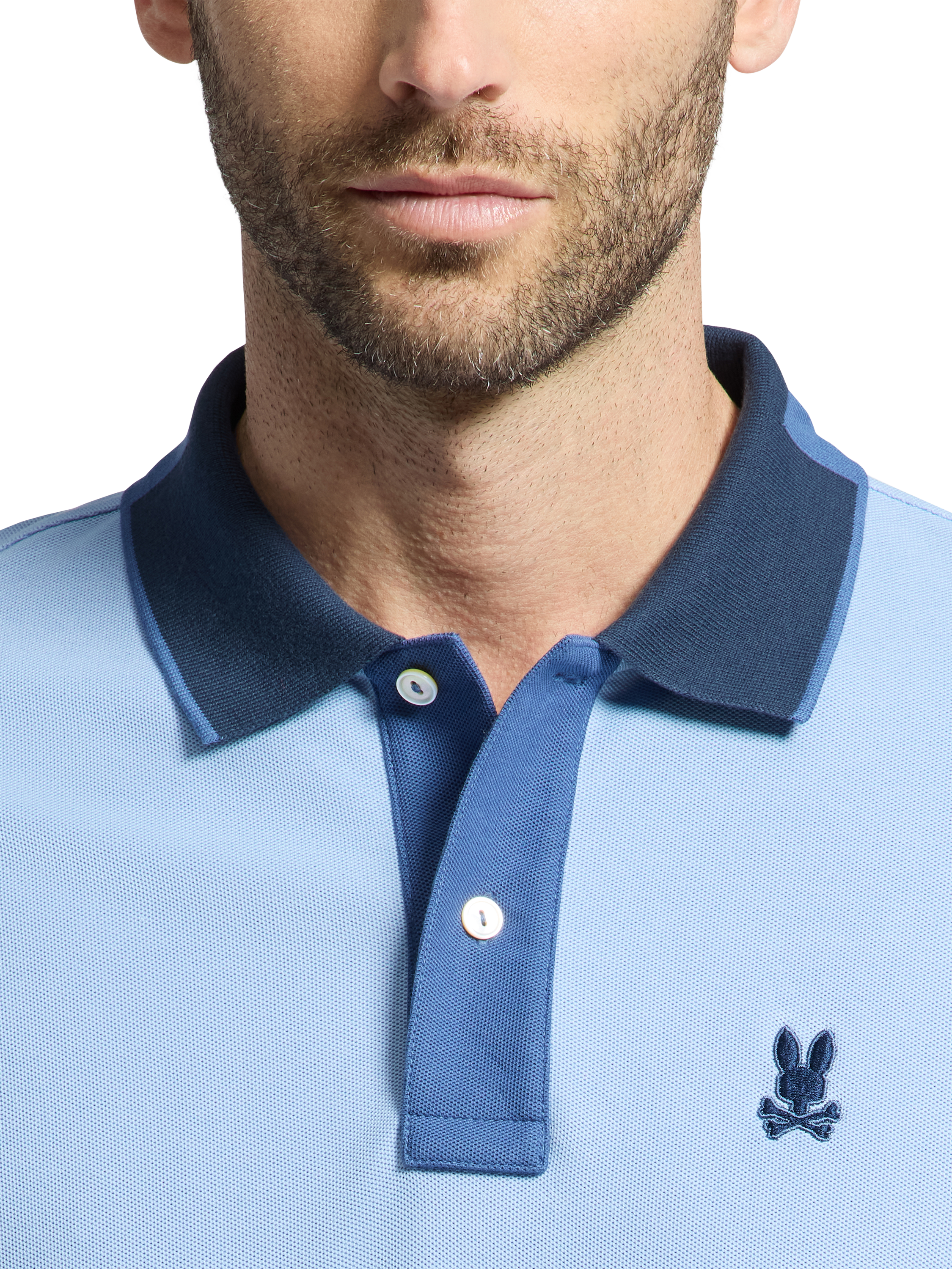 Product image 6 of 8, which shows Psycho Bunny New Castle Cotton Regular Fit Short Sleeve Polo Shirt, Serenity, M