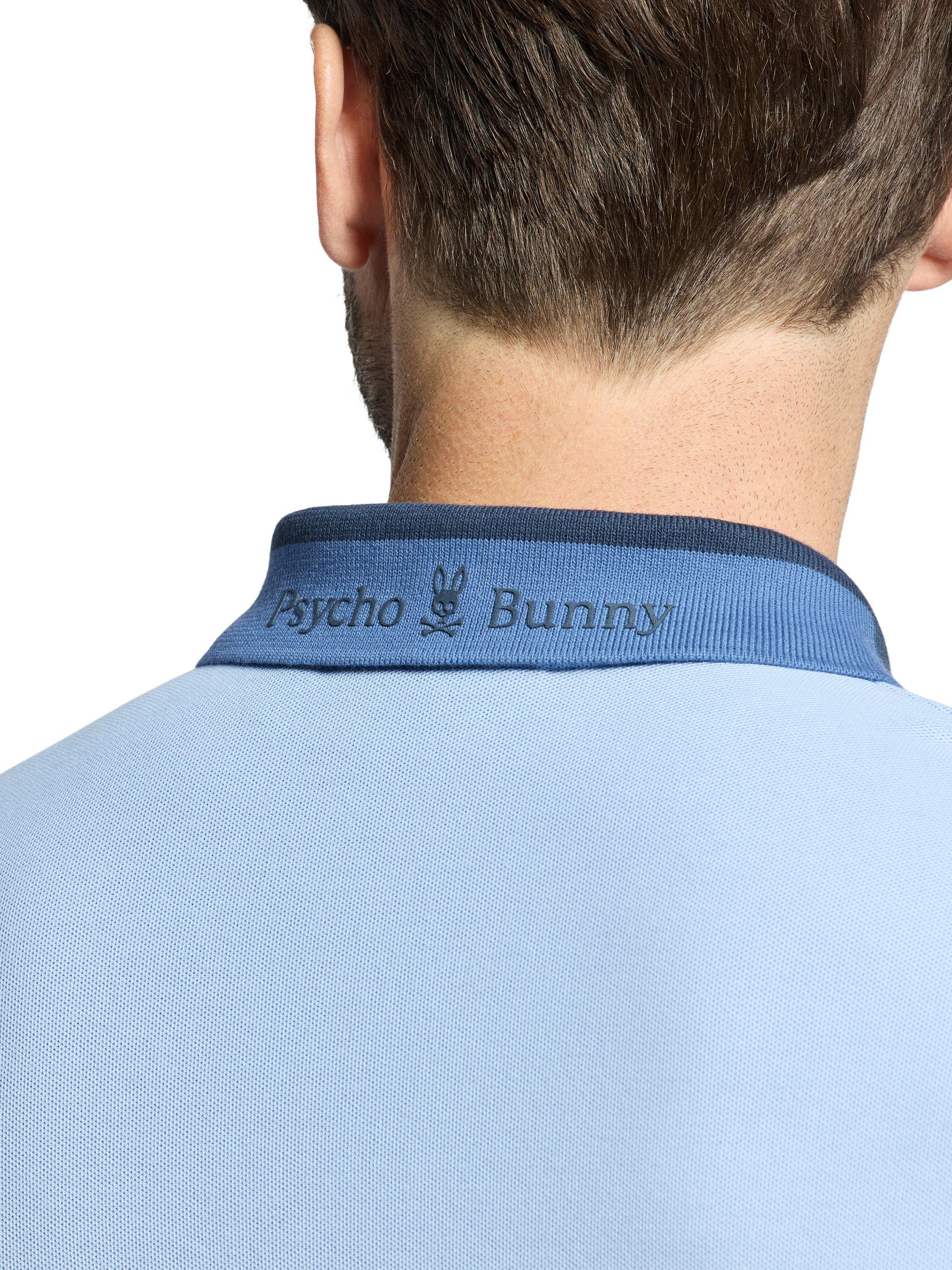 Product image 7 of 8, which shows Psycho Bunny New Castle Cotton Regular Fit Short Sleeve Polo Shirt, Serenity, M