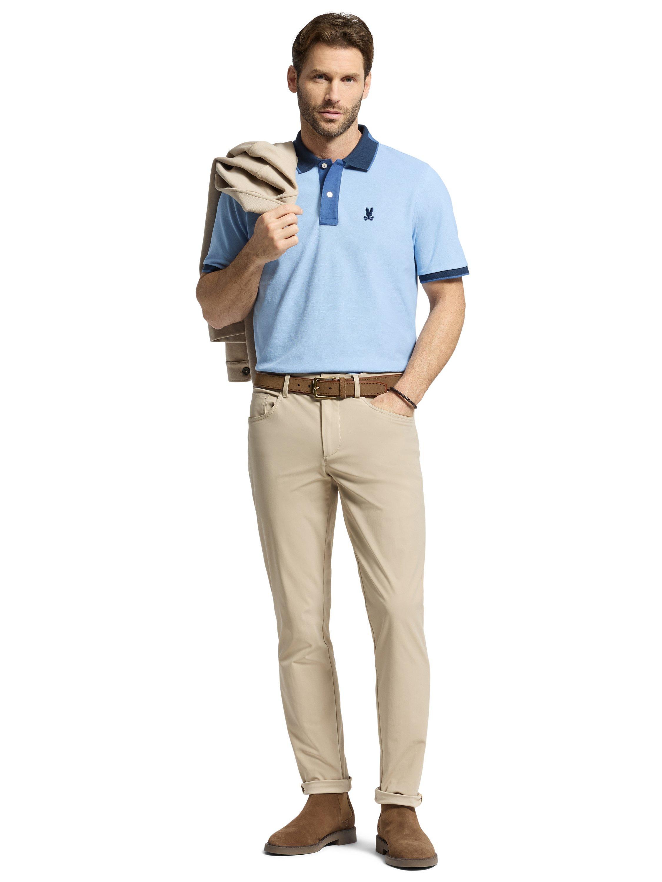 Product image 8 of 8, which shows Psycho Bunny New Castle Cotton Regular Fit Short Sleeve Polo Shirt, Serenity, M