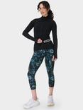 Sweaty Betty Power Cropped Gym Leggings, Black Peony