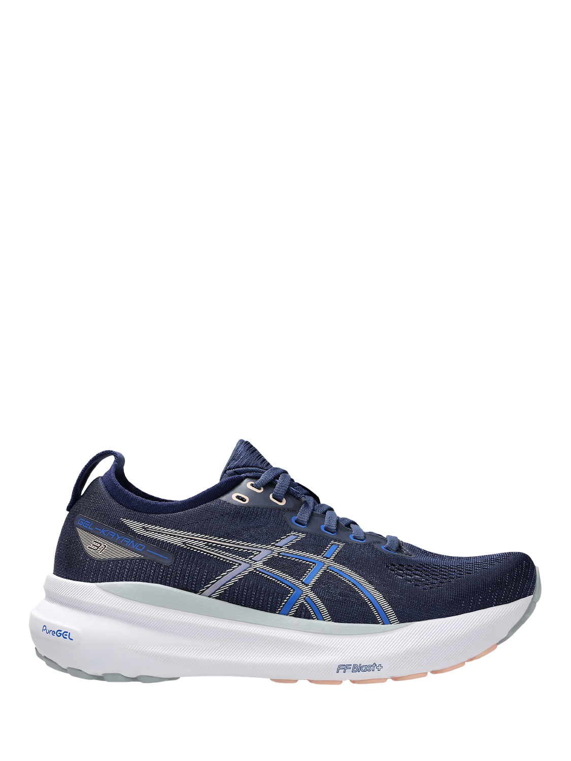 Product image 1 of 6, which shows ASICS Women's GEL-KAYANO 31 Running Shoes, Indigo/ Silver, 4