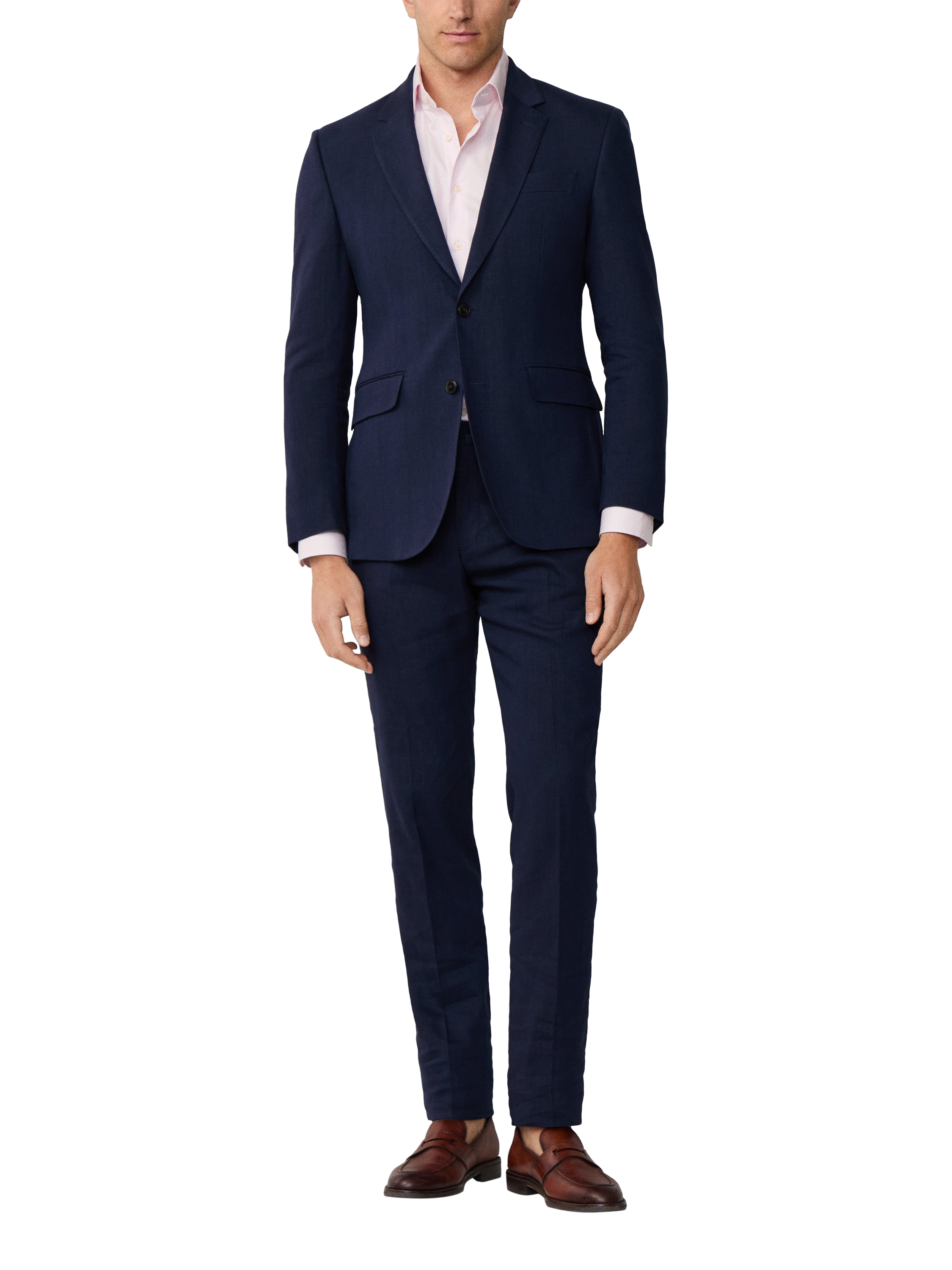 Product image 1 of 7, which shows Hackett London Stretch Linen Rich Suit, Navy, 36
