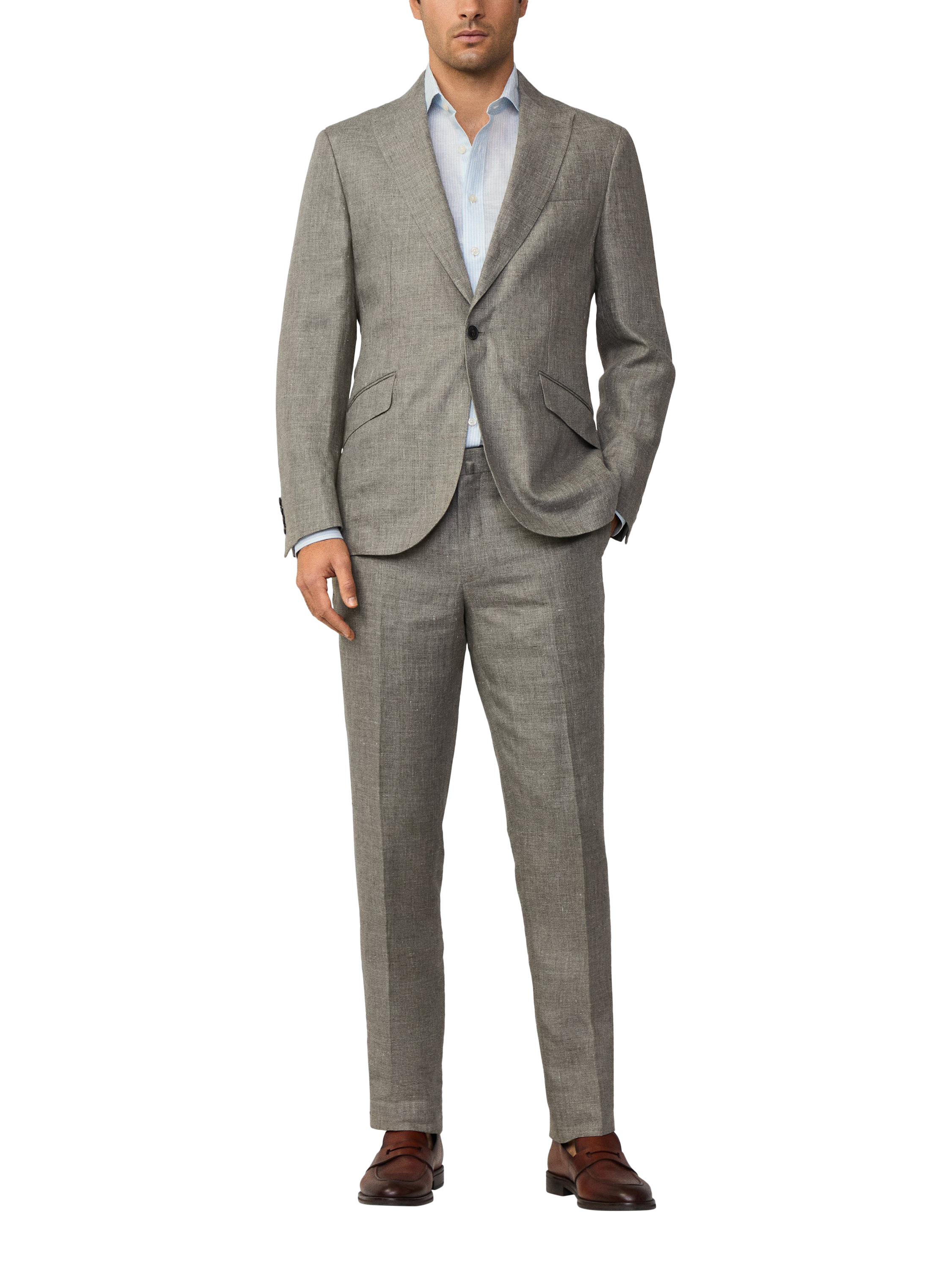Product image 2 of 7, which shows Hackett London Belgravia Pure Linen Suit, Khaki, 36