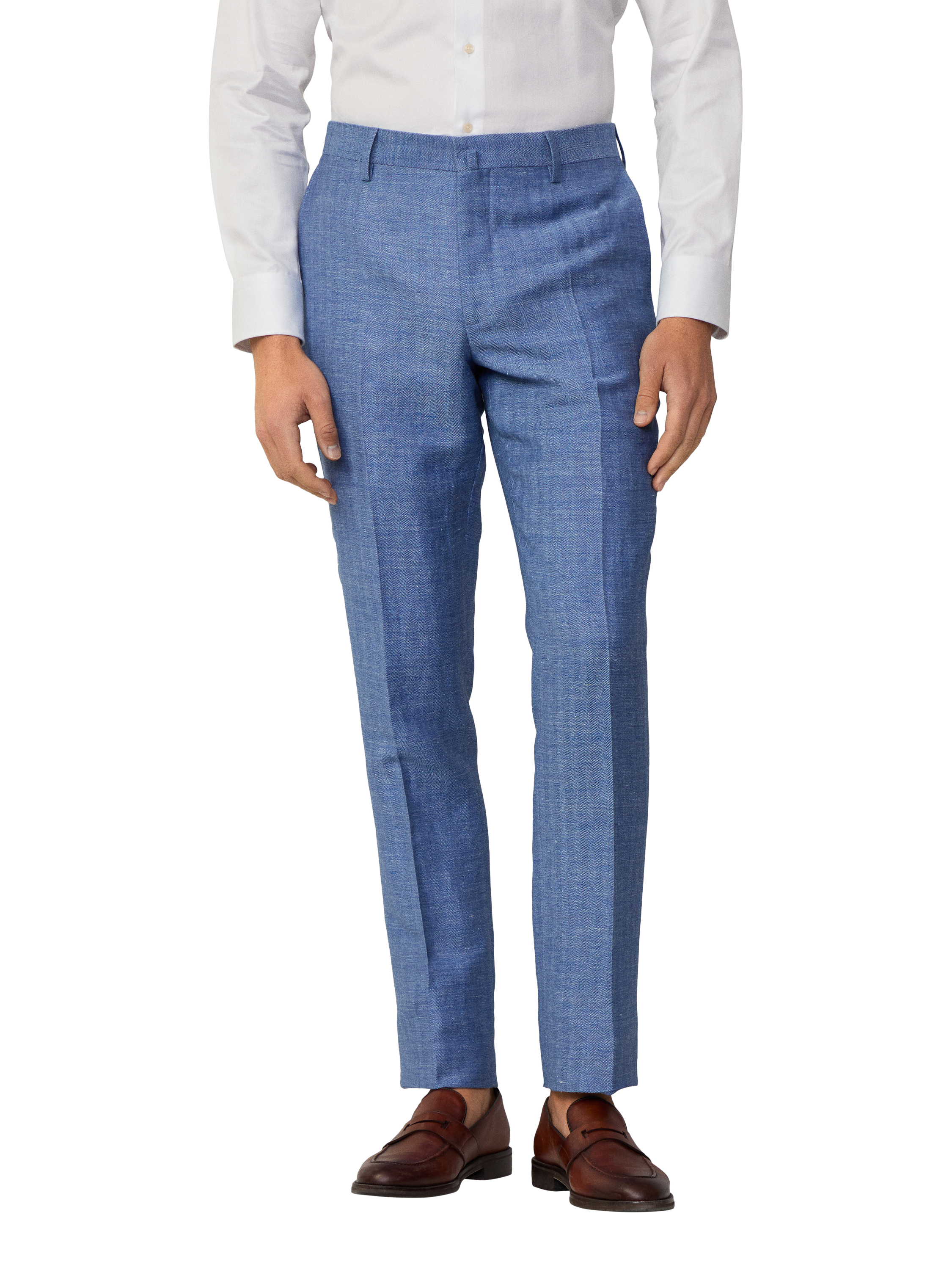 Product image 4 of 8, which shows Hackett London Wool Linen Blend Herringbone Suit, Blue, 36