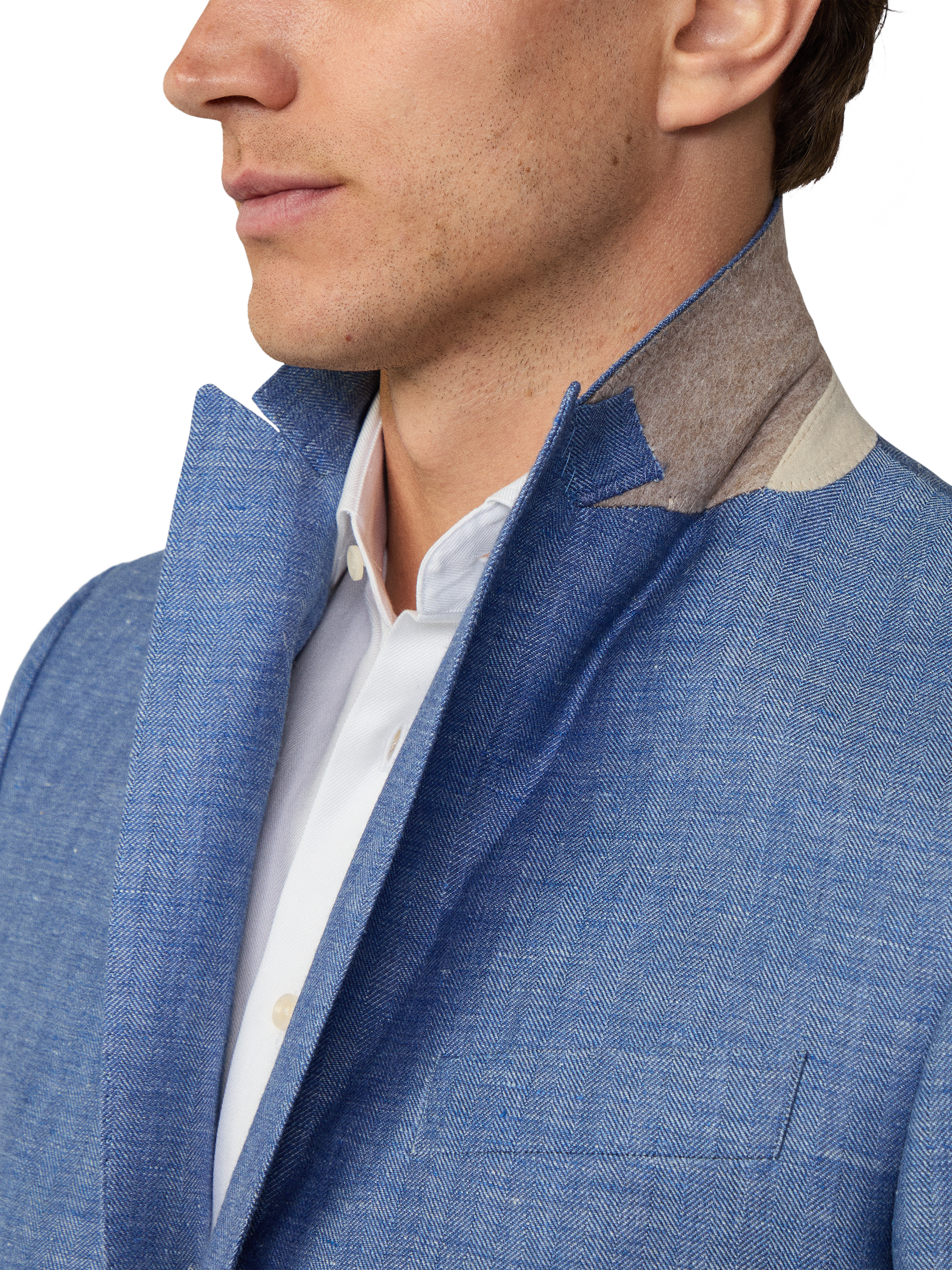 Product image 6 of 8, which shows Hackett London Wool Linen Blend Herringbone Suit, Blue, 36