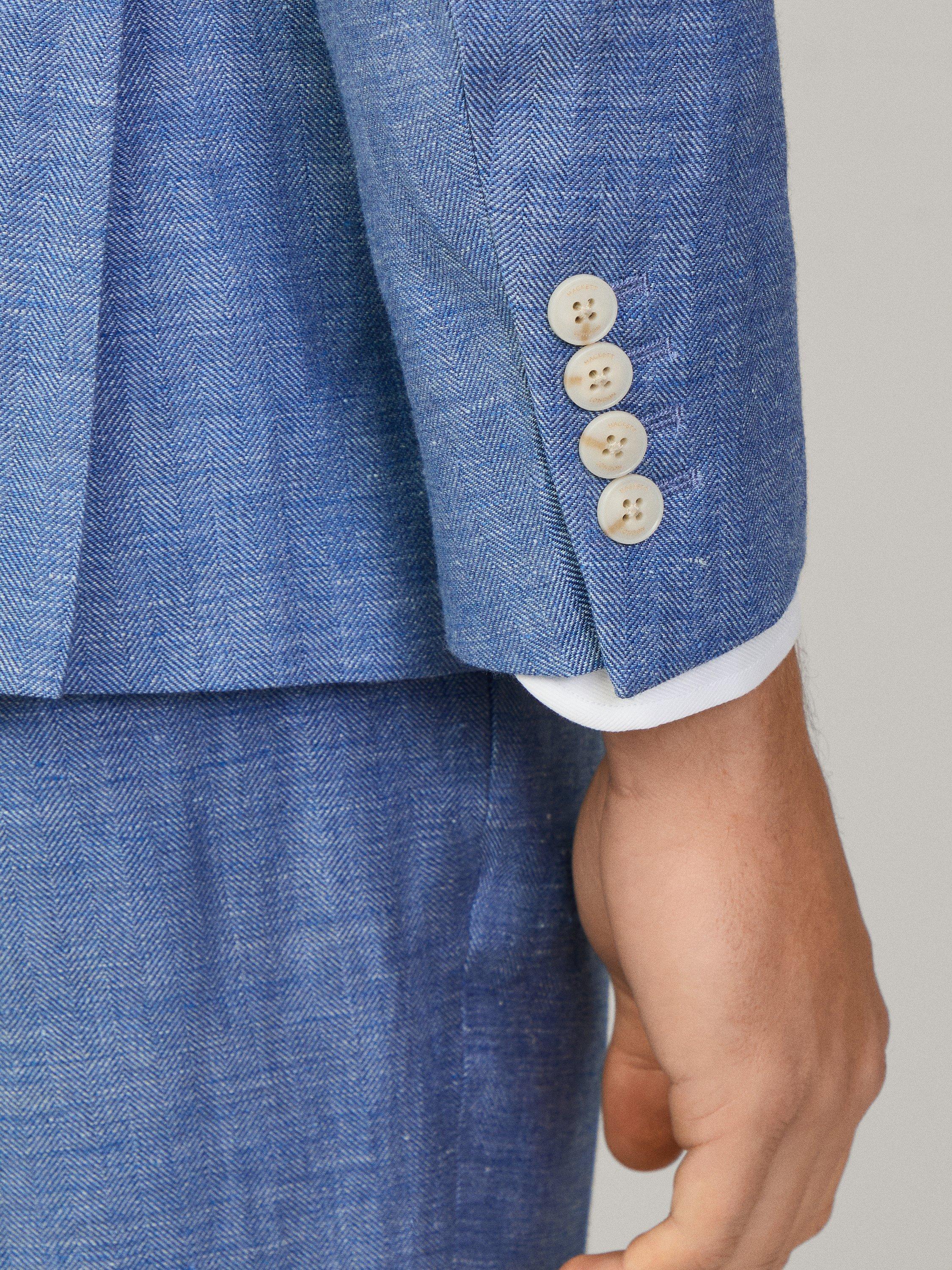 Product image 7 of 8, which shows Hackett London Wool Linen Blend Herringbone Suit, Blue, 36