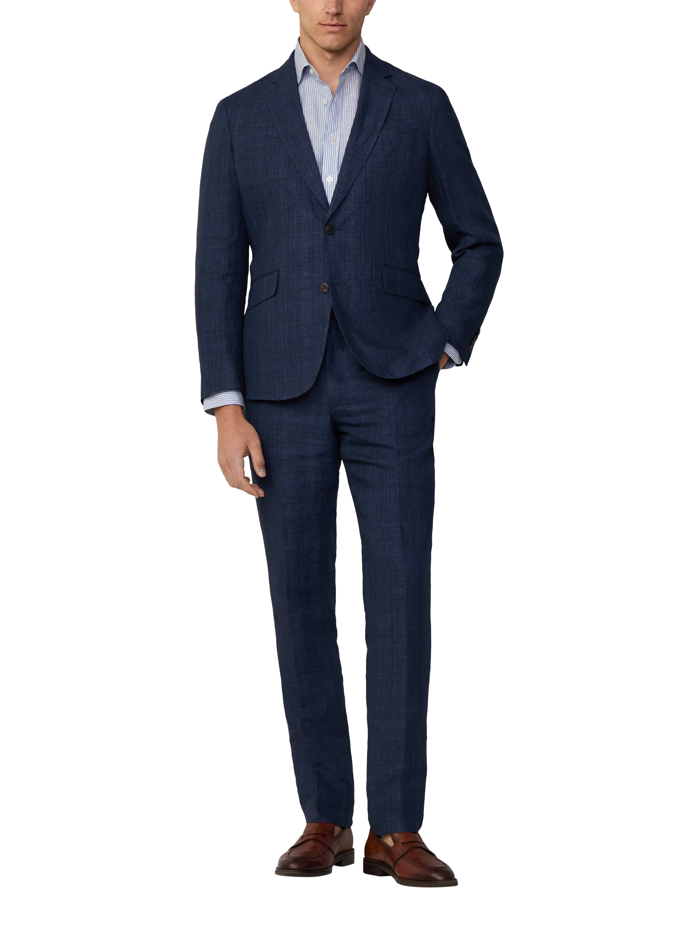 Product image 1 of 8, which shows Hackett London Linen Suit, Navy, 36
