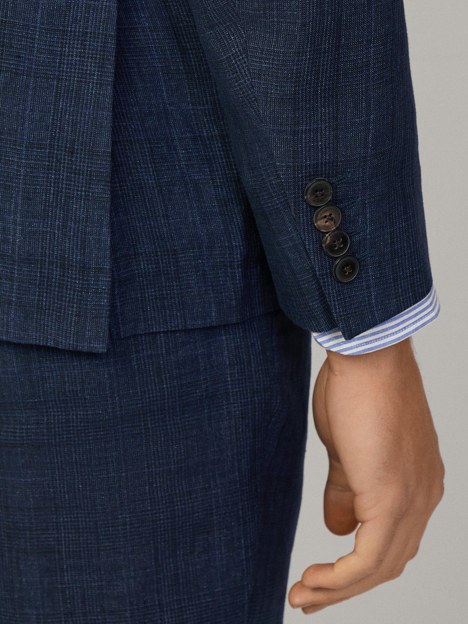 Product image 7 of 8, which shows Hackett London Linen Suit, Navy, 36