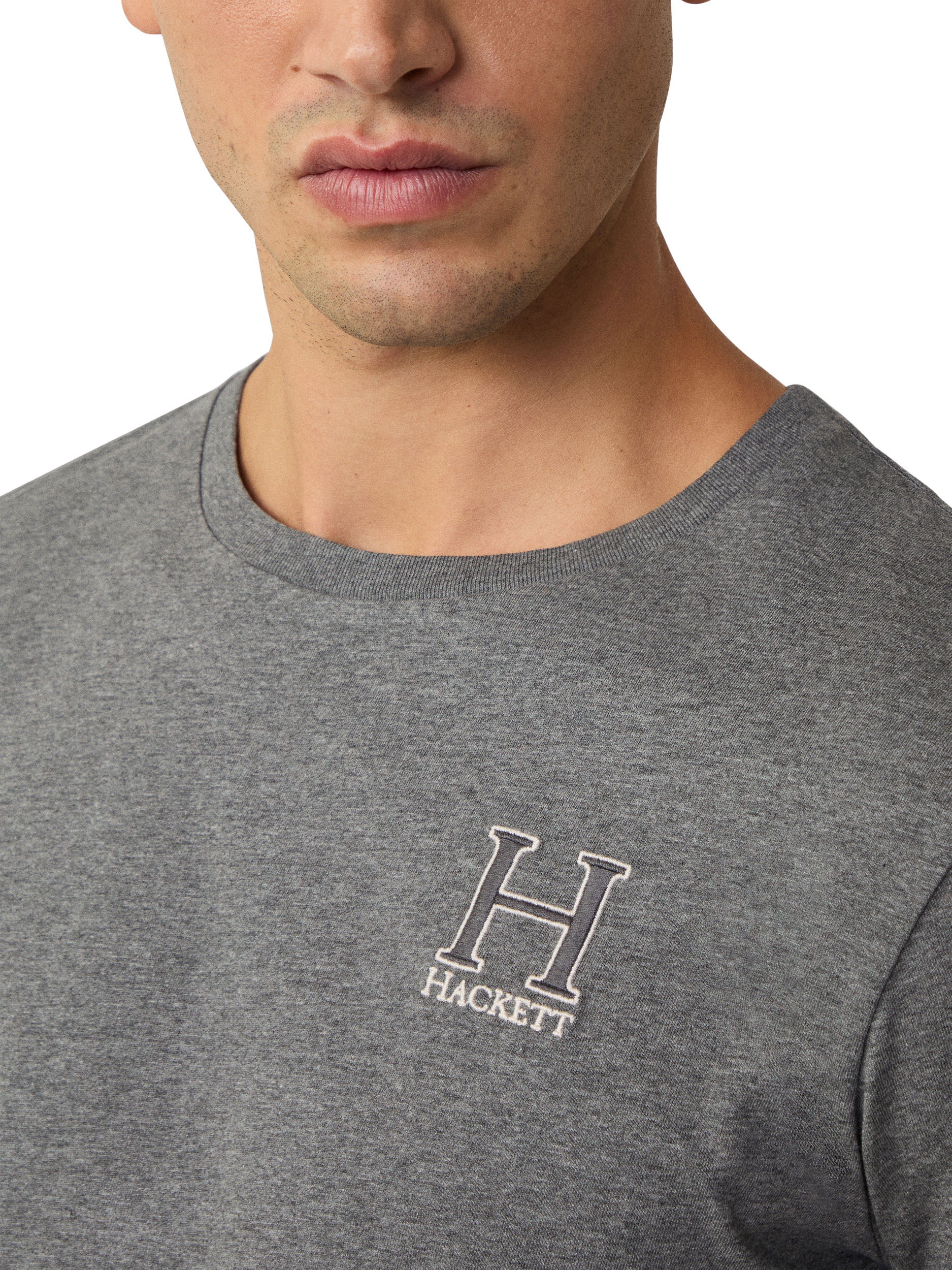 Product image 4 of 6, which shows Hackett London Heritage Cotton Classic Fit Short Sleeve T-Shirt, Granite Grey, XXXL