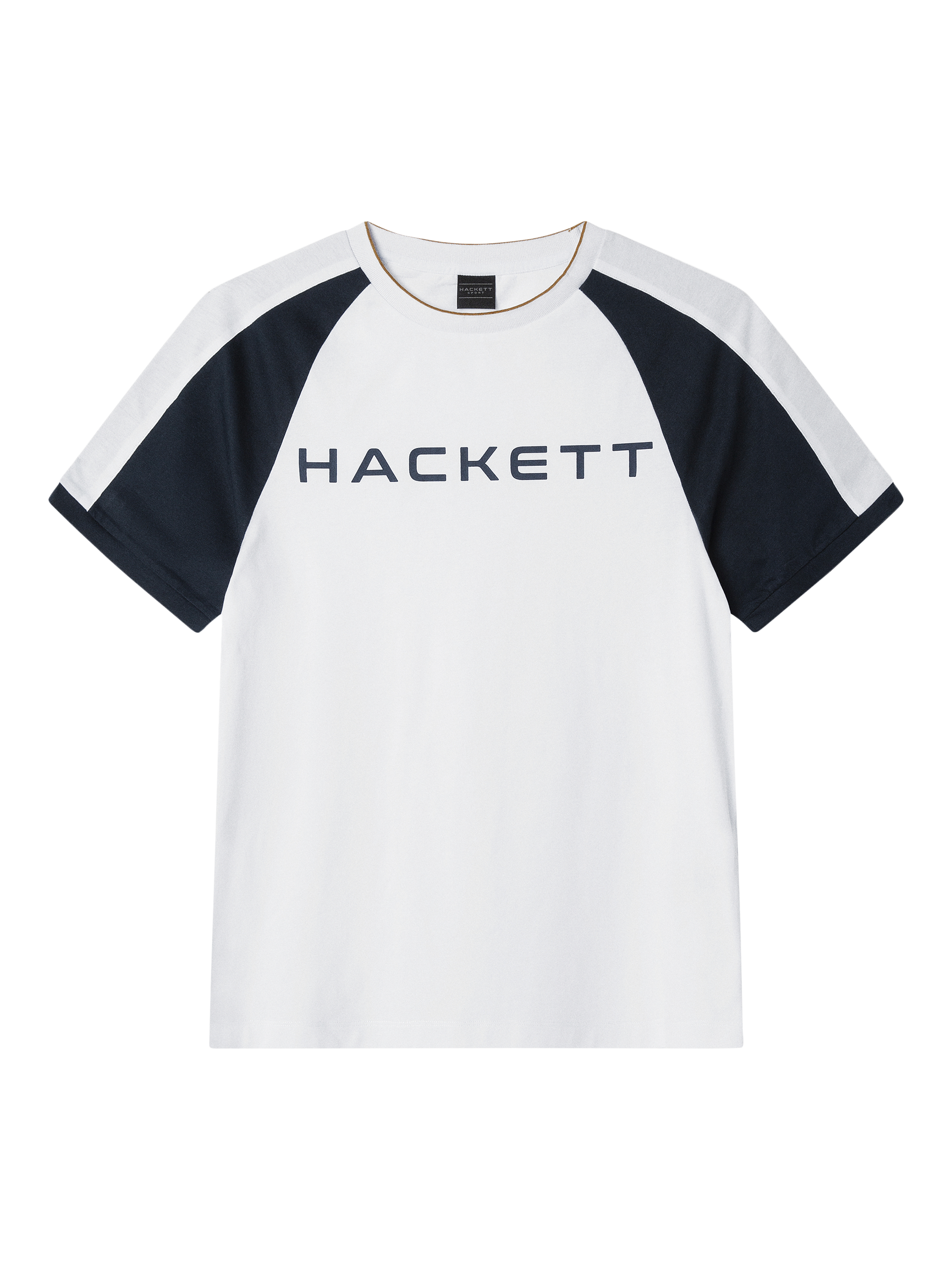 Product image 5 of 6, which shows Hackett London Cotton Classic Fit Short Sleeve Colour Block T-Shirt, White, XS