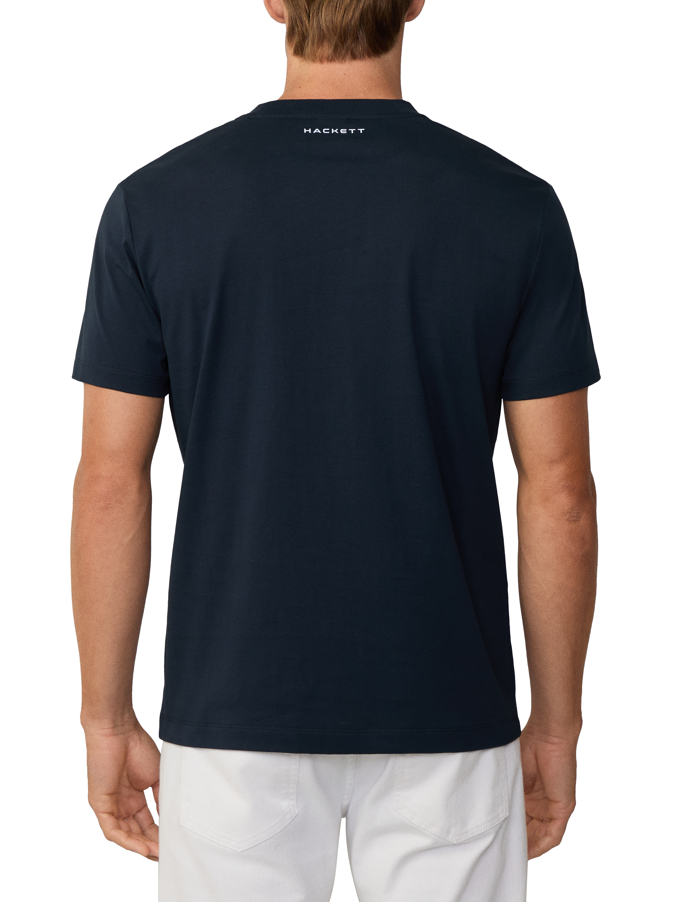 Product image 3 of 6, which shows Hackett London Cotton Regular Fit Short Sleeve Logo T-Shirt, Navy, XS