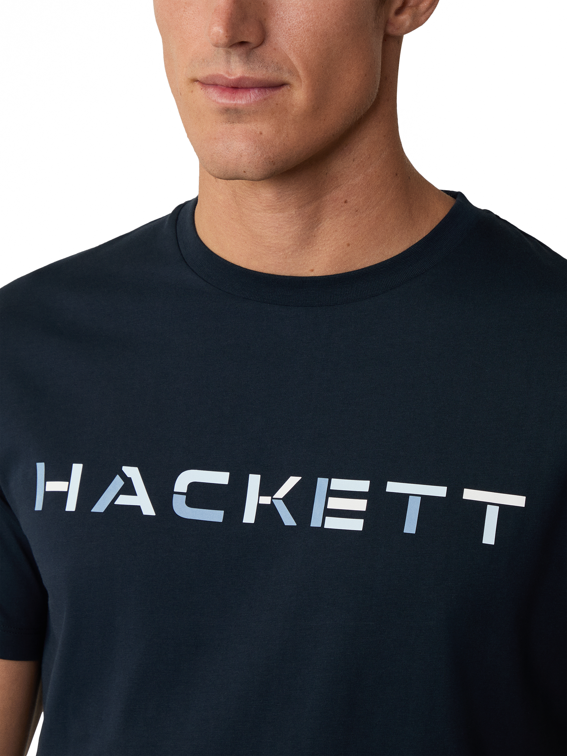 Product image 4 of 6, which shows Hackett London Cotton Regular Fit Short Sleeve Logo T-Shirt, Navy, XS