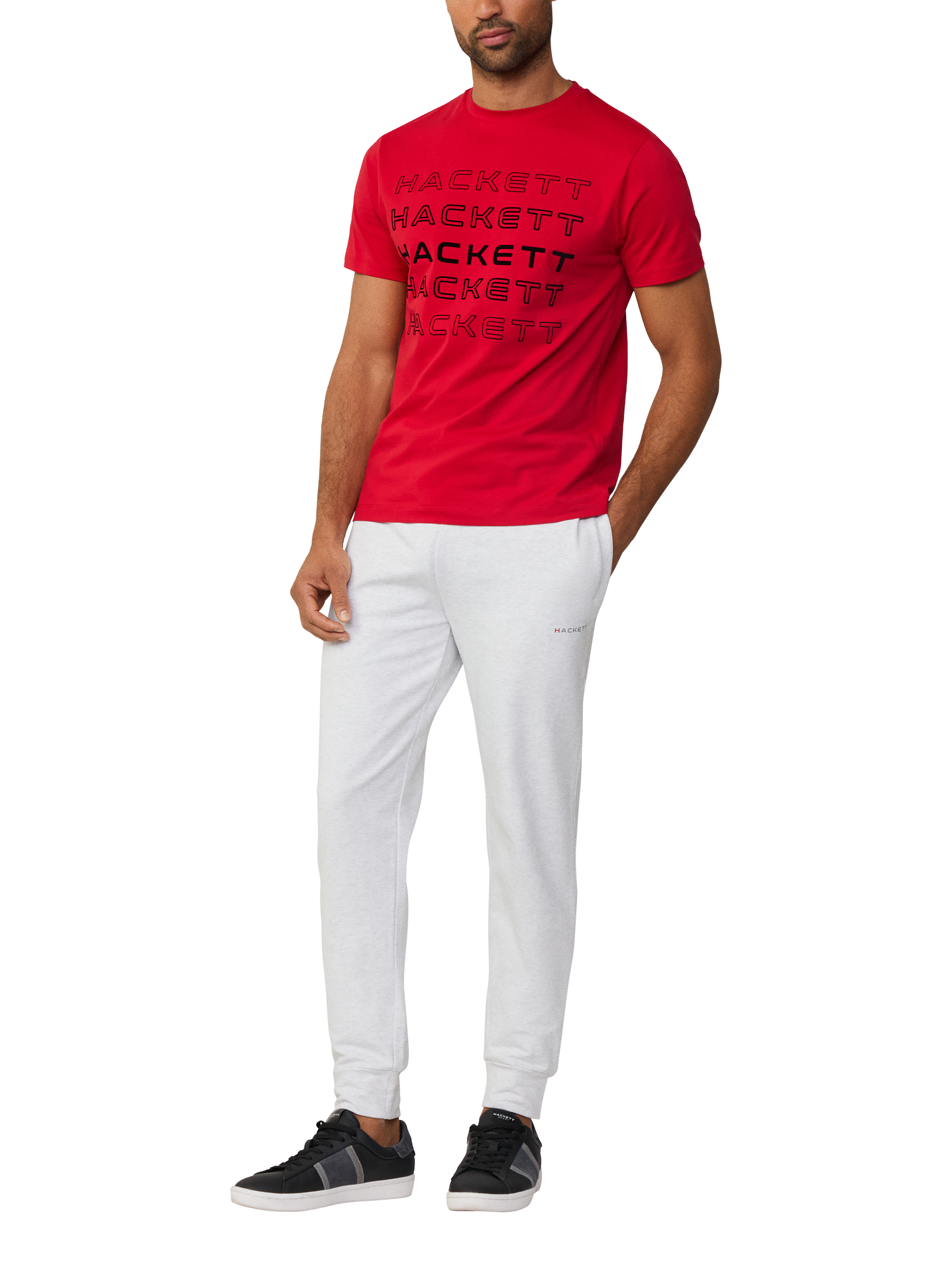 Product image 1 of 6, which shows Hackett London Cotton Classic Fit Short Sleeve Logo T-Shirt, Race Red, XS