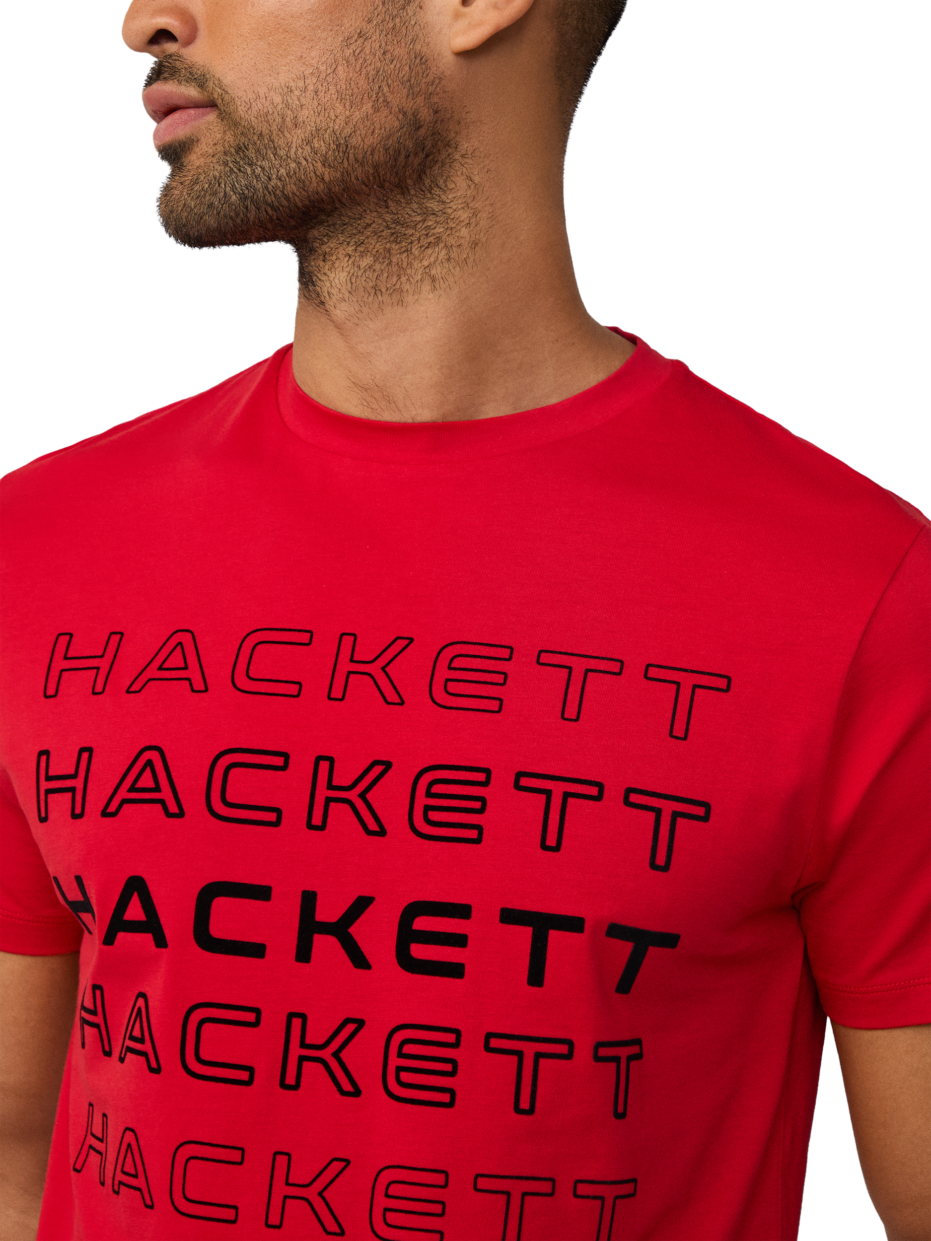 Product image 4 of 6, which shows Hackett London Cotton Classic Fit Short Sleeve Logo T-Shirt, Race Red, XS
