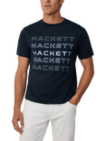 Hackett London Cotton Classic Fit Short Sleeve Logo T-Shirt, Navy