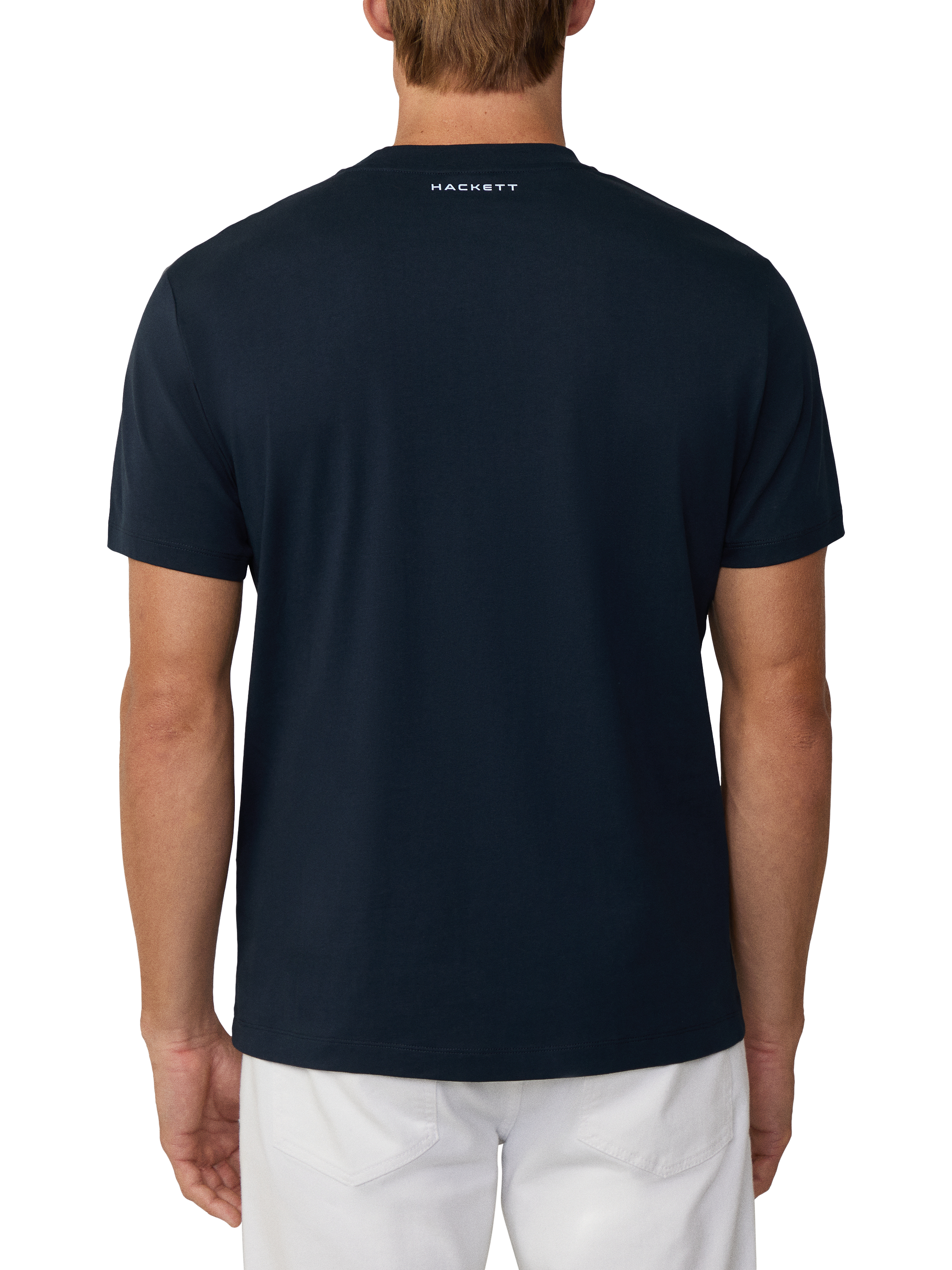 Product image 3 of 6, which shows Hackett London Cotton Classic Fit Short Sleeve Logo T-Shirt, Navy, XS
