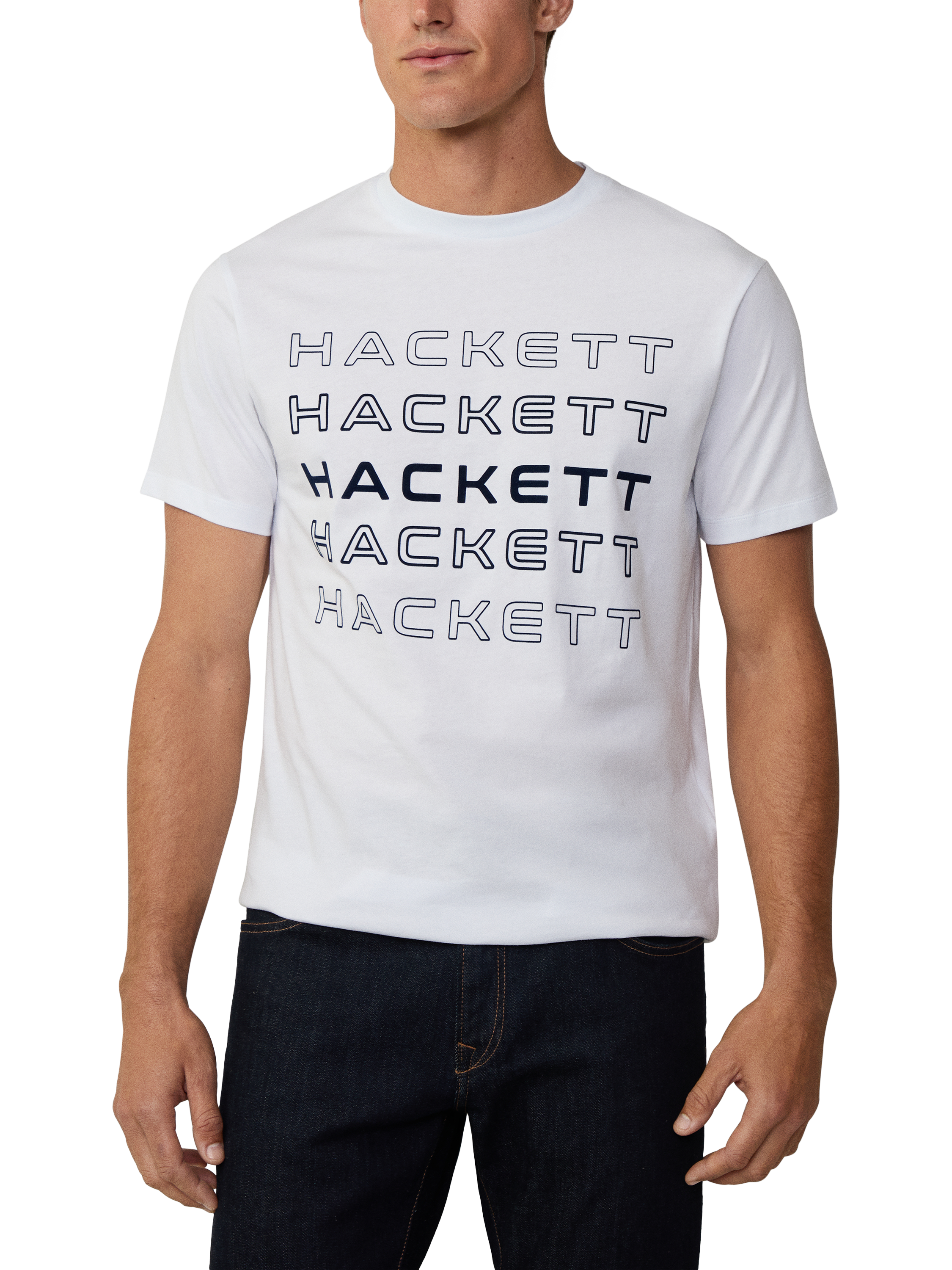 Product image 1 of 6, which shows Hackett London Cotton Classic Fit Short Sleeve Logo T-Shirt, White, XS