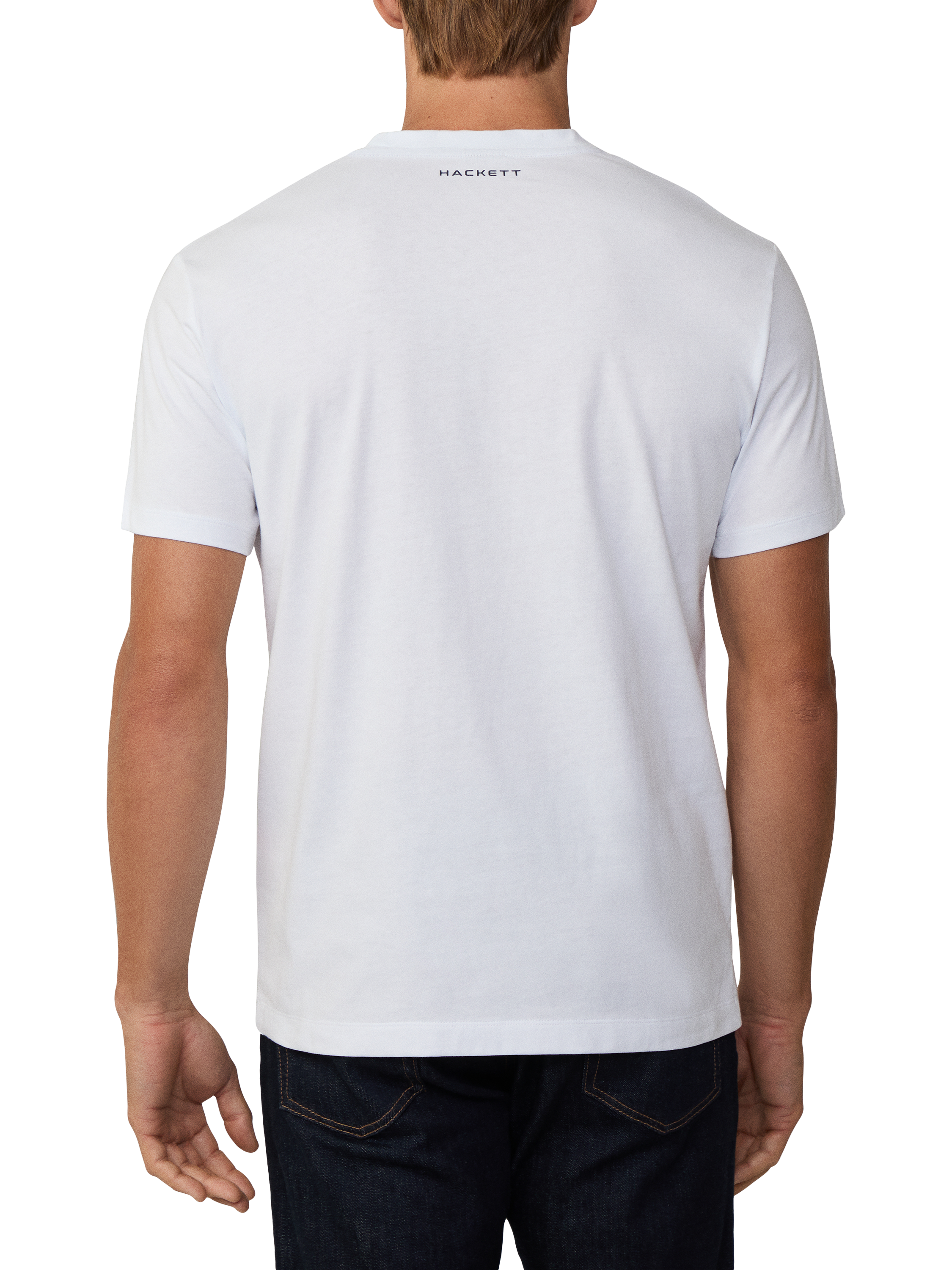Product image 3 of 6, which shows Hackett London Cotton Classic Fit Short Sleeve Logo T-Shirt, White, XS