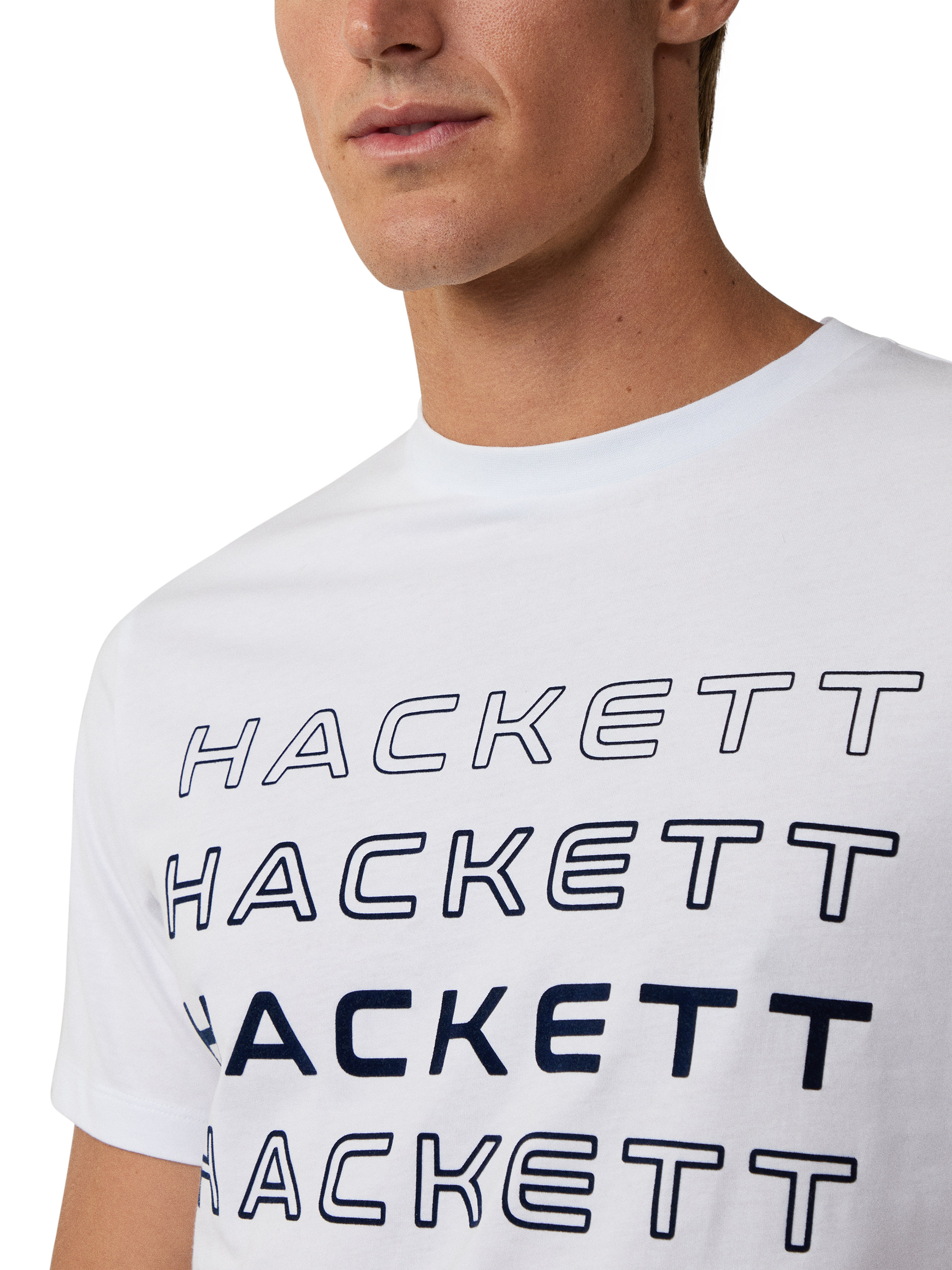 Product image 4 of 6, which shows Hackett London Cotton Classic Fit Short Sleeve Logo T-Shirt, White, XS