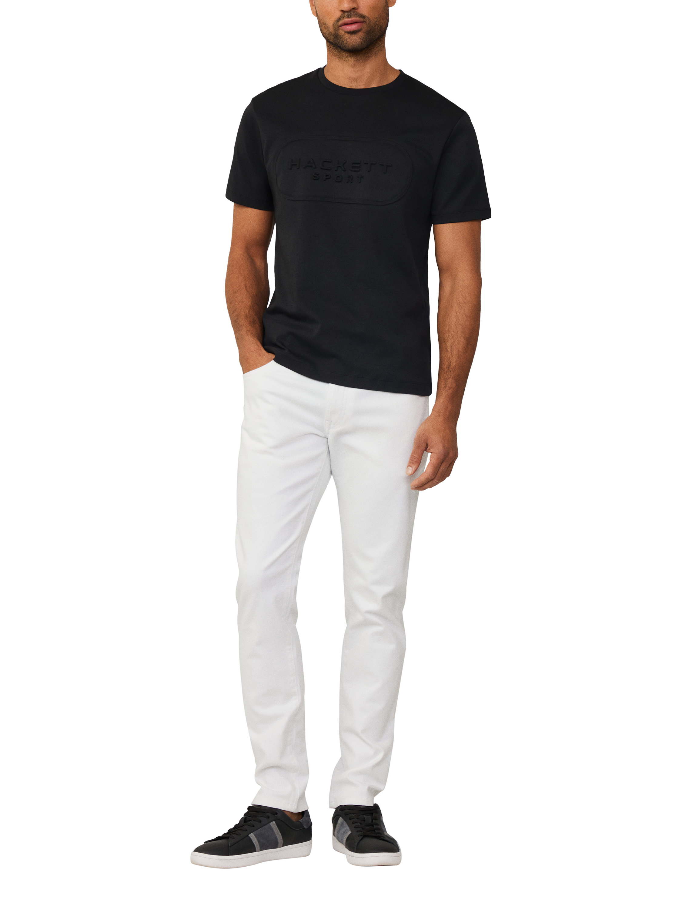 Product image 1 of 6, which shows Hackett London Cotton Classic Fit Short Sleeve T-Shirt, Black, XS