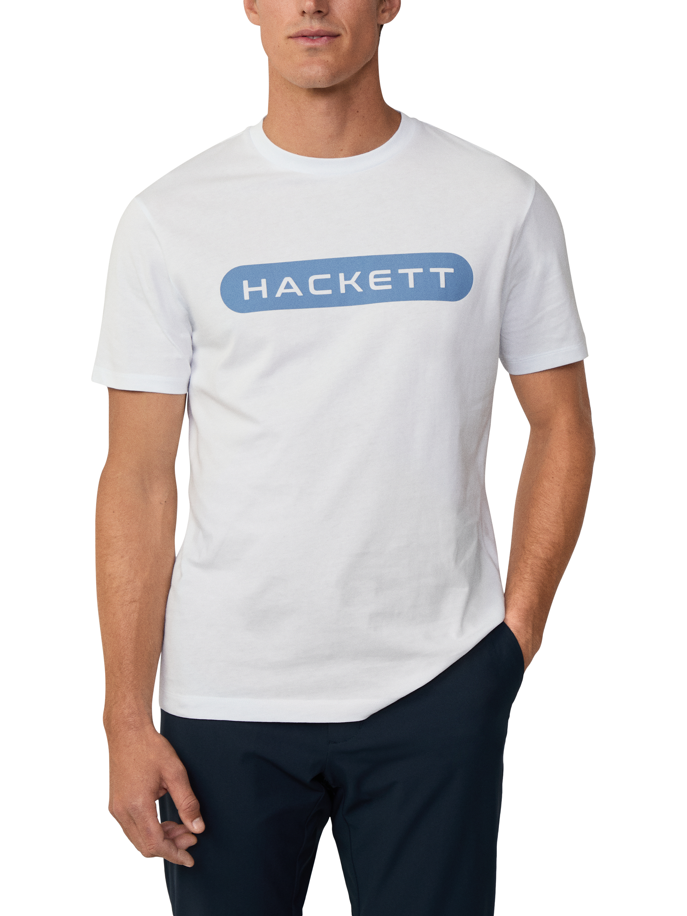 Product image 1 of 6, which shows Hackett London Cotton Regular Fit Short Sleeve Logo T-Shirt, White, XXL