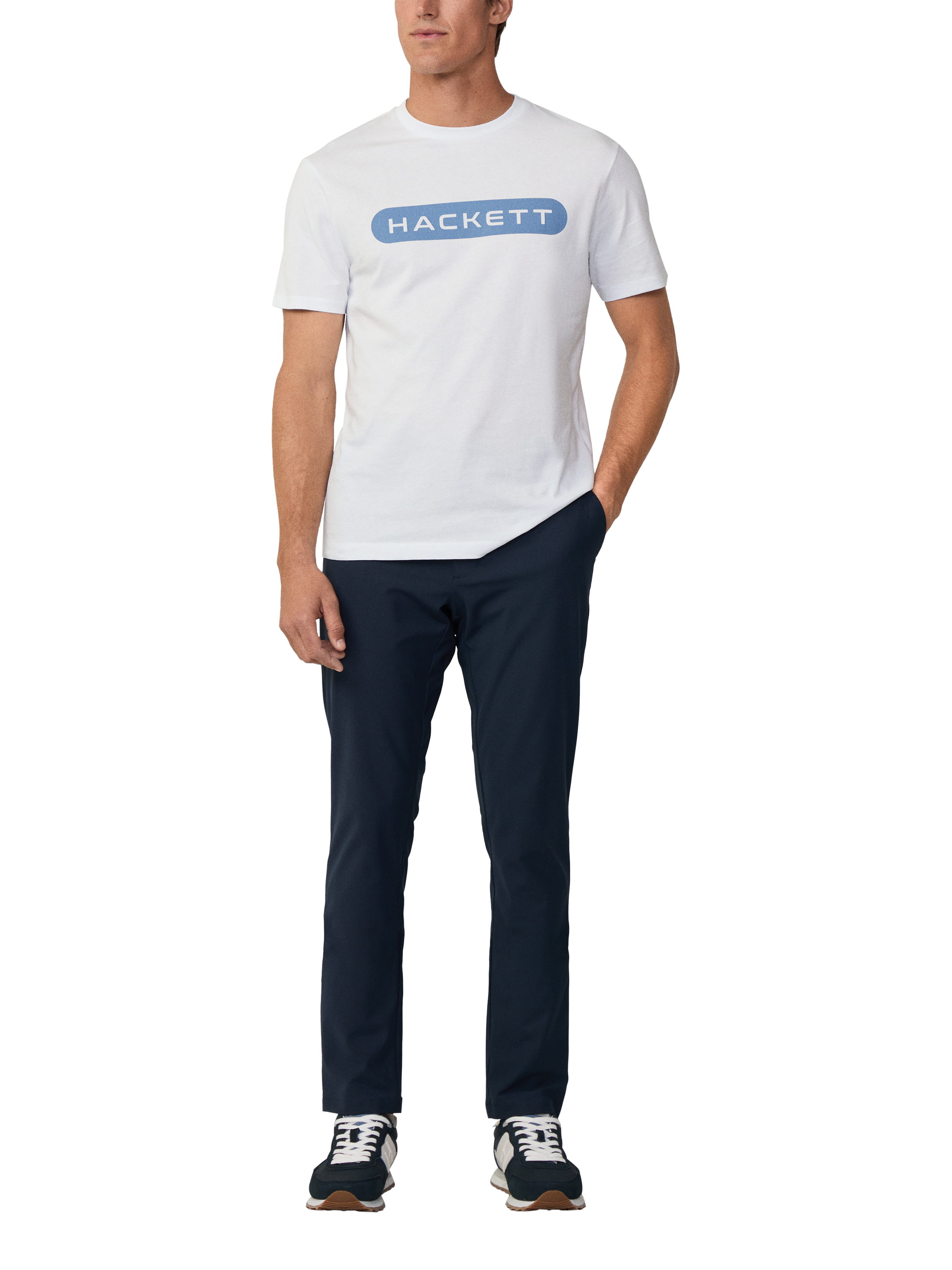Product image 2 of 6, which shows Hackett London Cotton Regular Fit Short Sleeve Logo T-Shirt, White, XXL