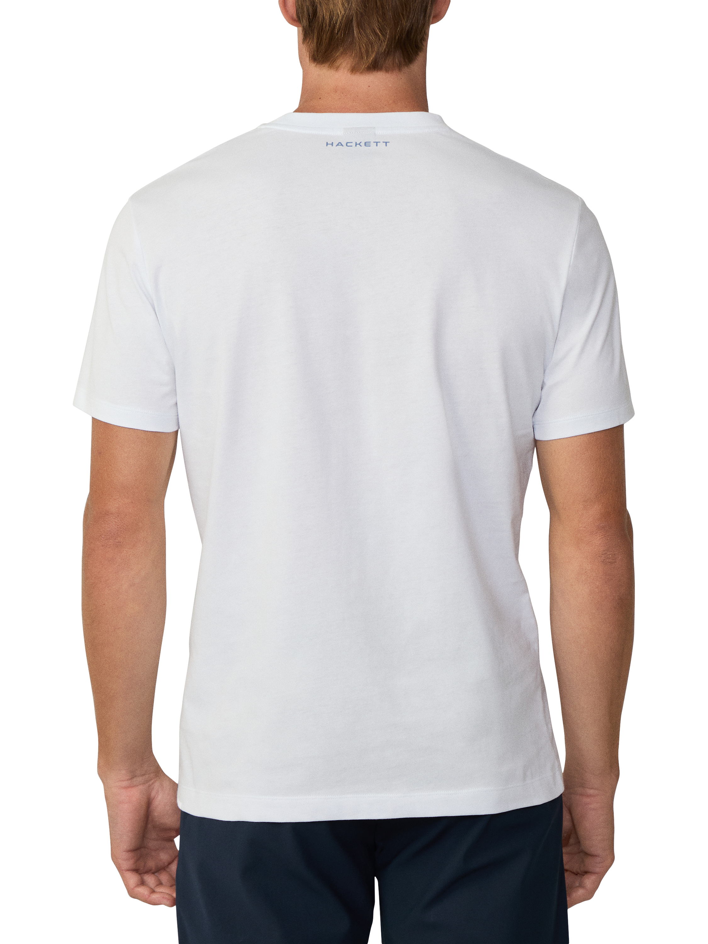Product image 3 of 6, which shows Hackett London Cotton Regular Fit Short Sleeve Logo T-Shirt, White, XXL