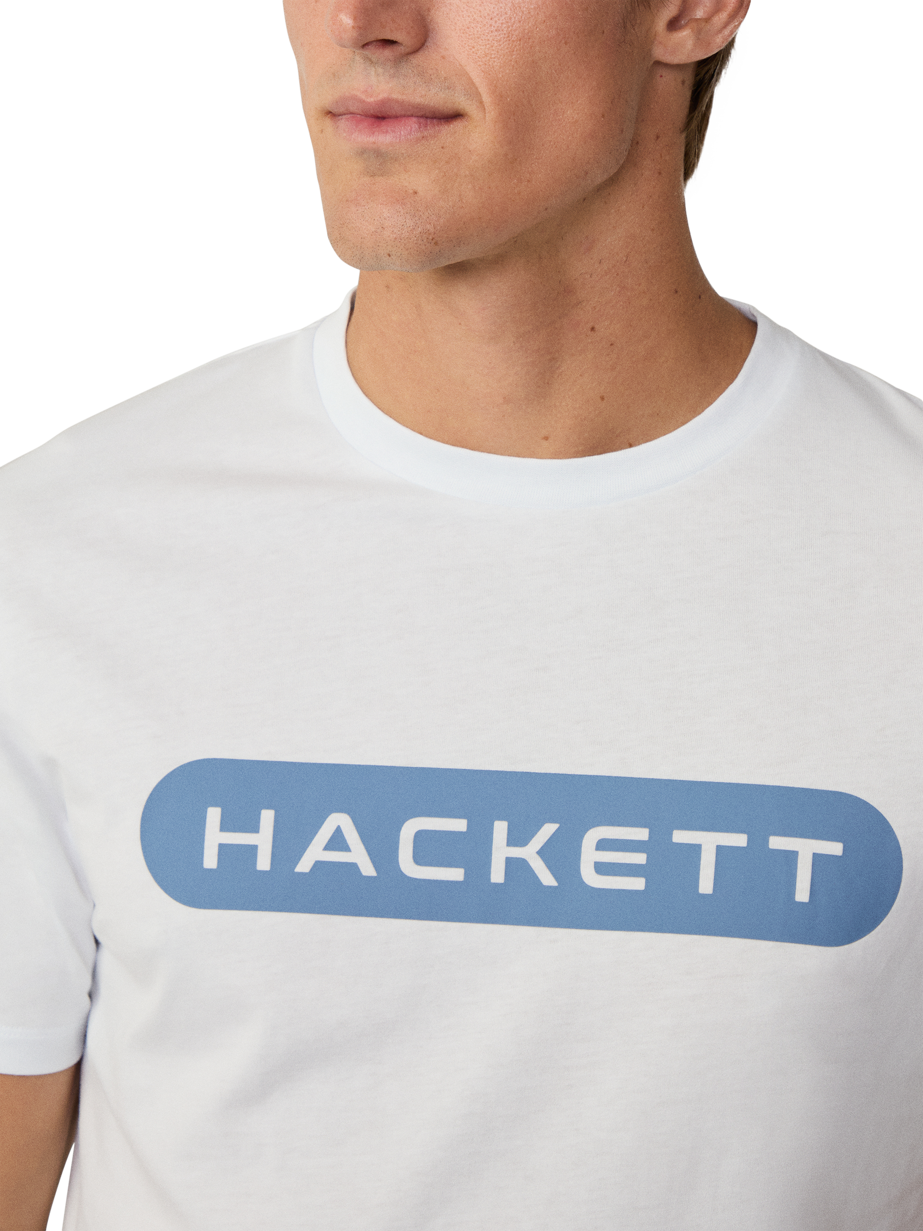 Product image 4 of 6, which shows Hackett London Cotton Regular Fit Short Sleeve Logo T-Shirt, White, XXL