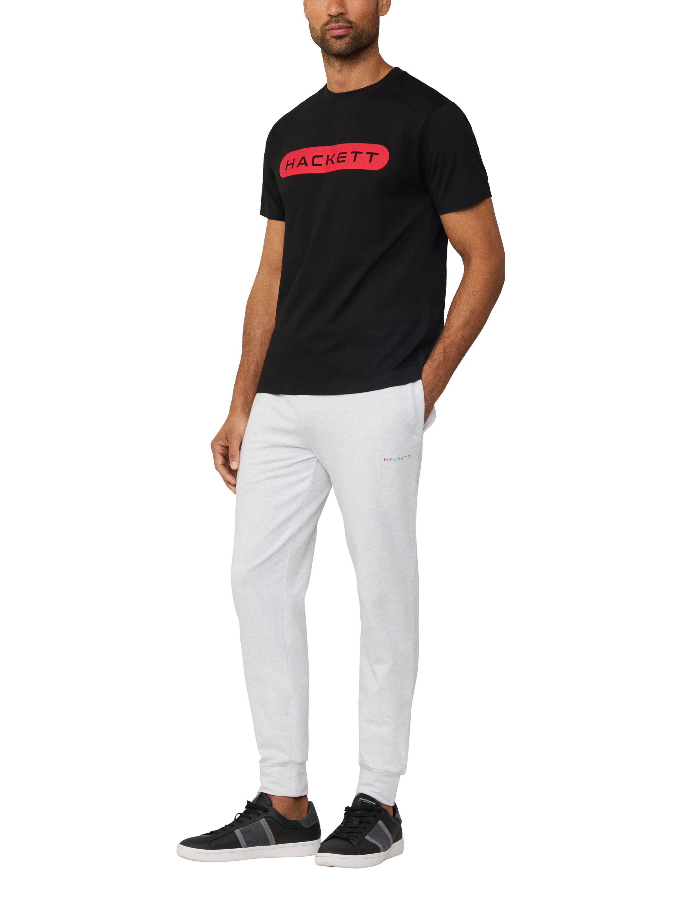 Product image 1 of 6, which shows Hackett London Cotton Regular Fit Short Sleeve Logo T-Shirt, Black, XXL