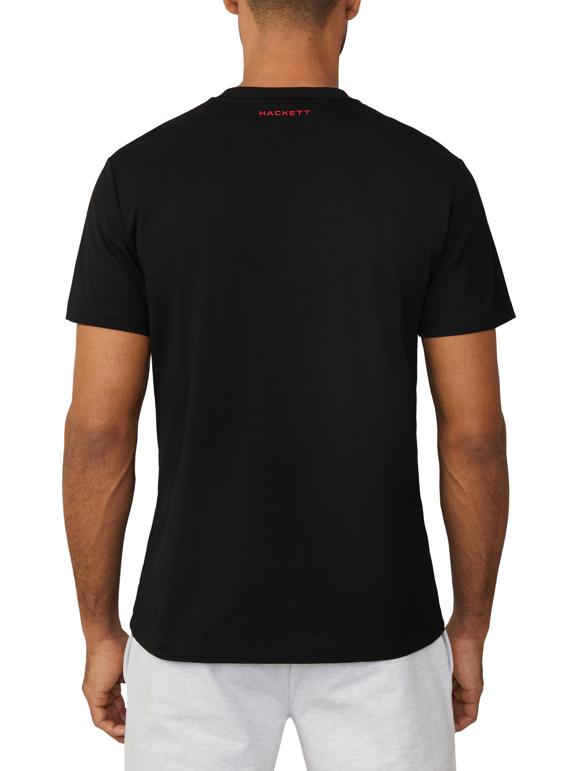 Product image 3 of 6, which shows Hackett London Cotton Regular Fit Short Sleeve Logo T-Shirt, Black, XXL
