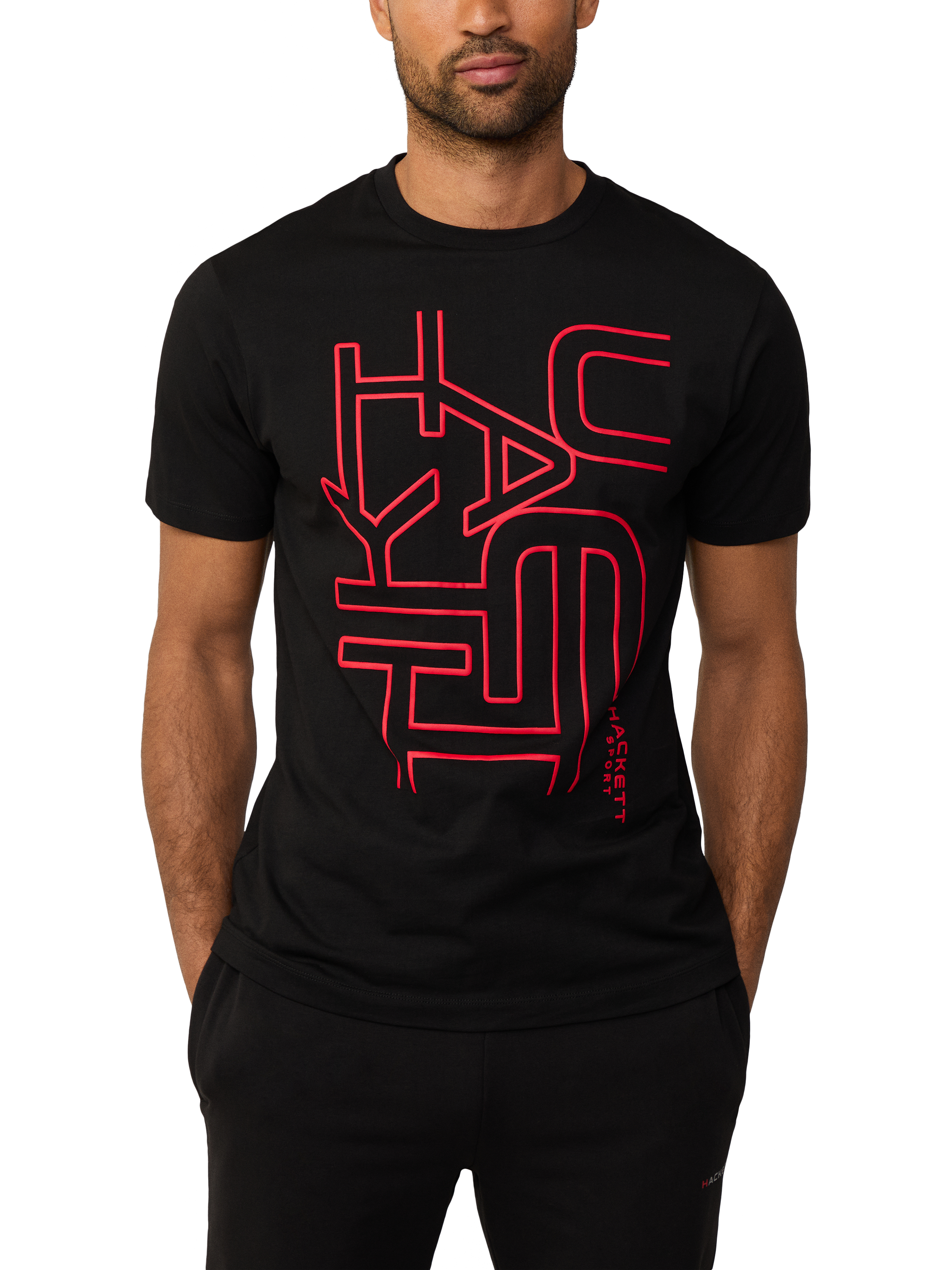 Product image 2 of 6, which shows Hackett London Cotton Regular Fit Short Sleeve Graphic T-Shirt, Black, XS