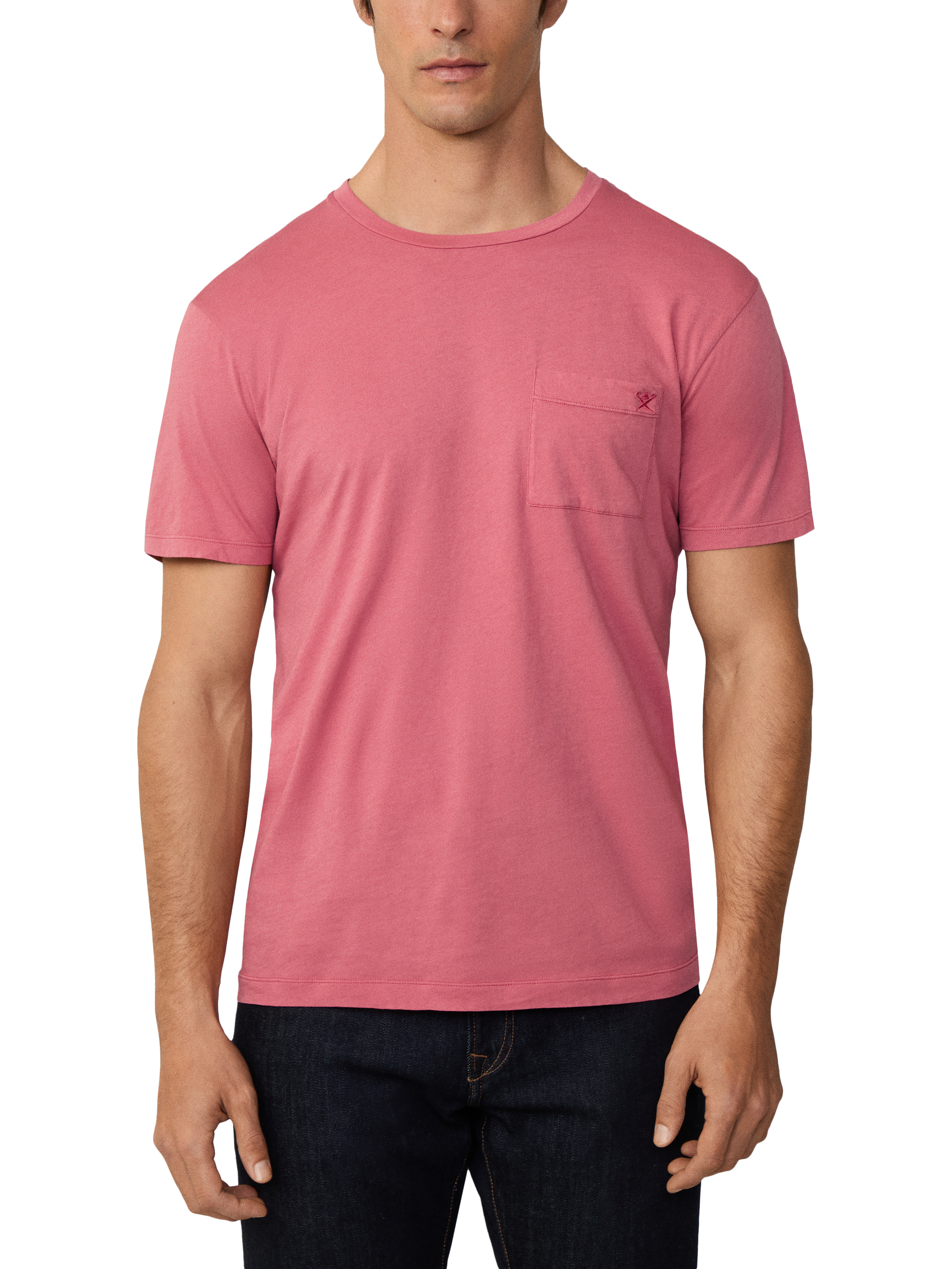 Product image 1 of 6, which shows Hackett London Cotton Classic Fit Short Sleeve T-Shirt, Old Rose Pink, XS