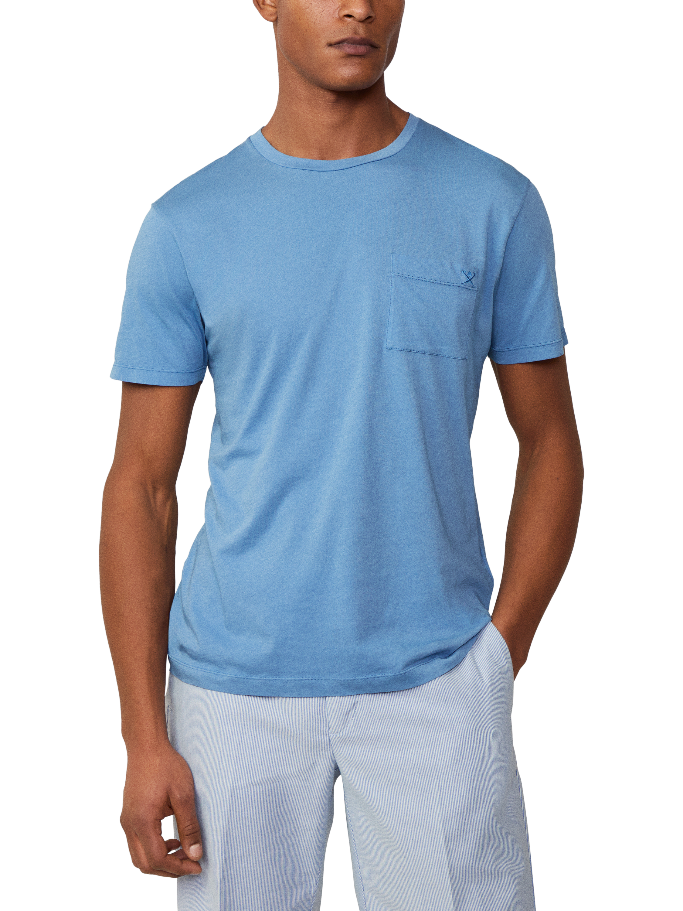 Product image 1 of 6, which shows Hackett London Cotton Classic Fit Short Sleeve T-Shirt, Sea Blue, XS