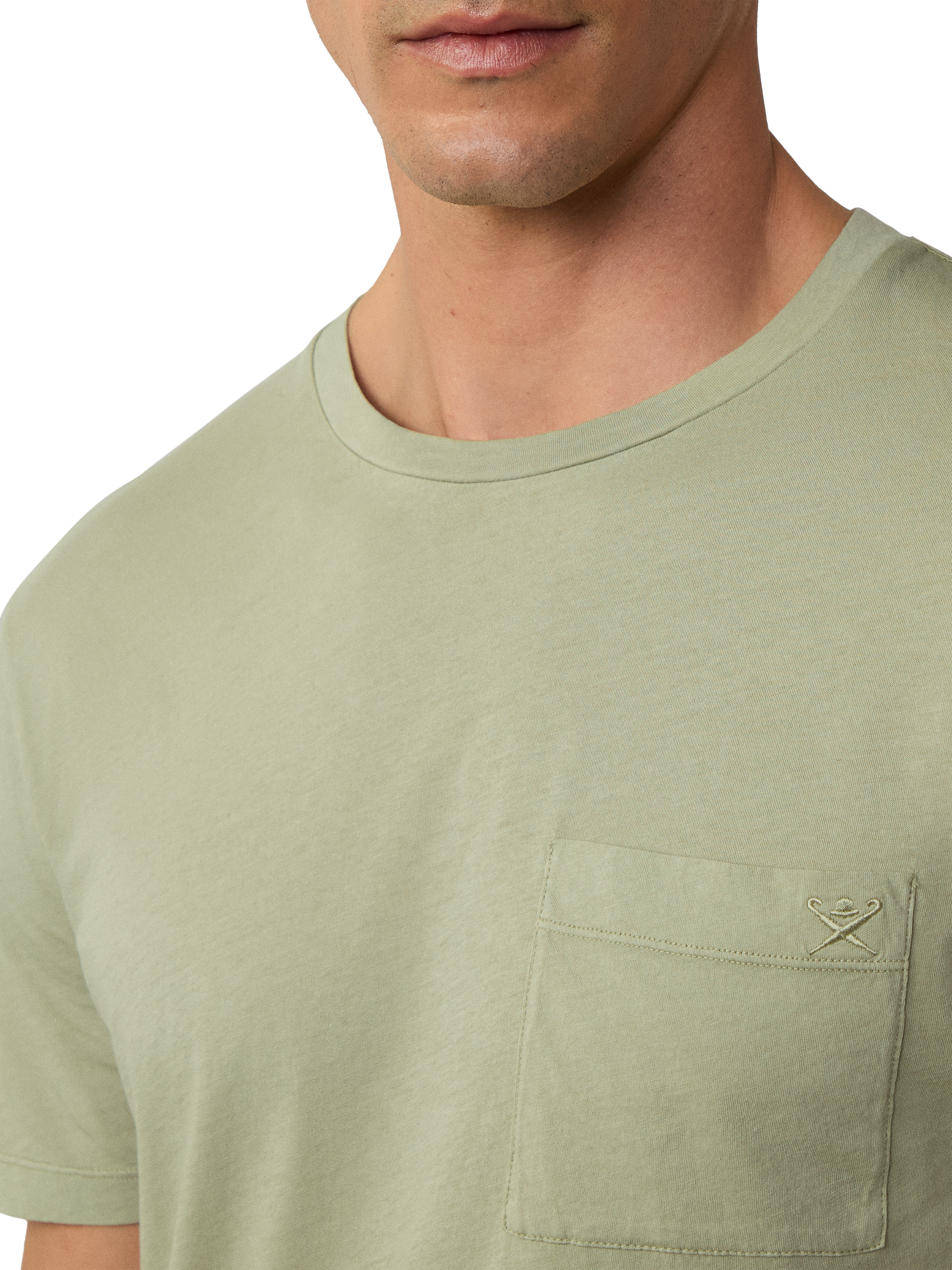 Product image 4 of 6, which shows Hackett London Cotton Classic Fit Short Sleeve T-Shirt, Sage Green, XS